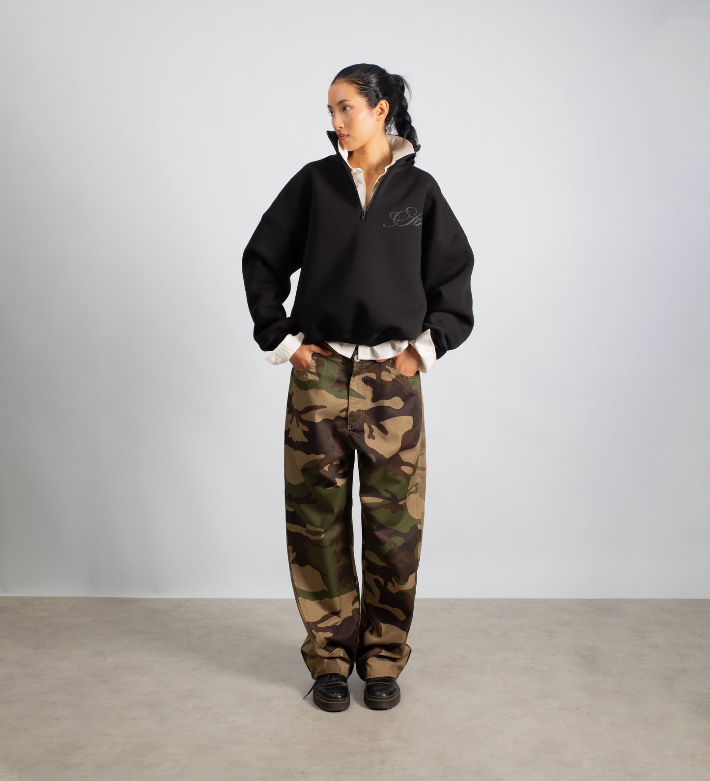 STRTN® BOXY HALF-ZIP – Black