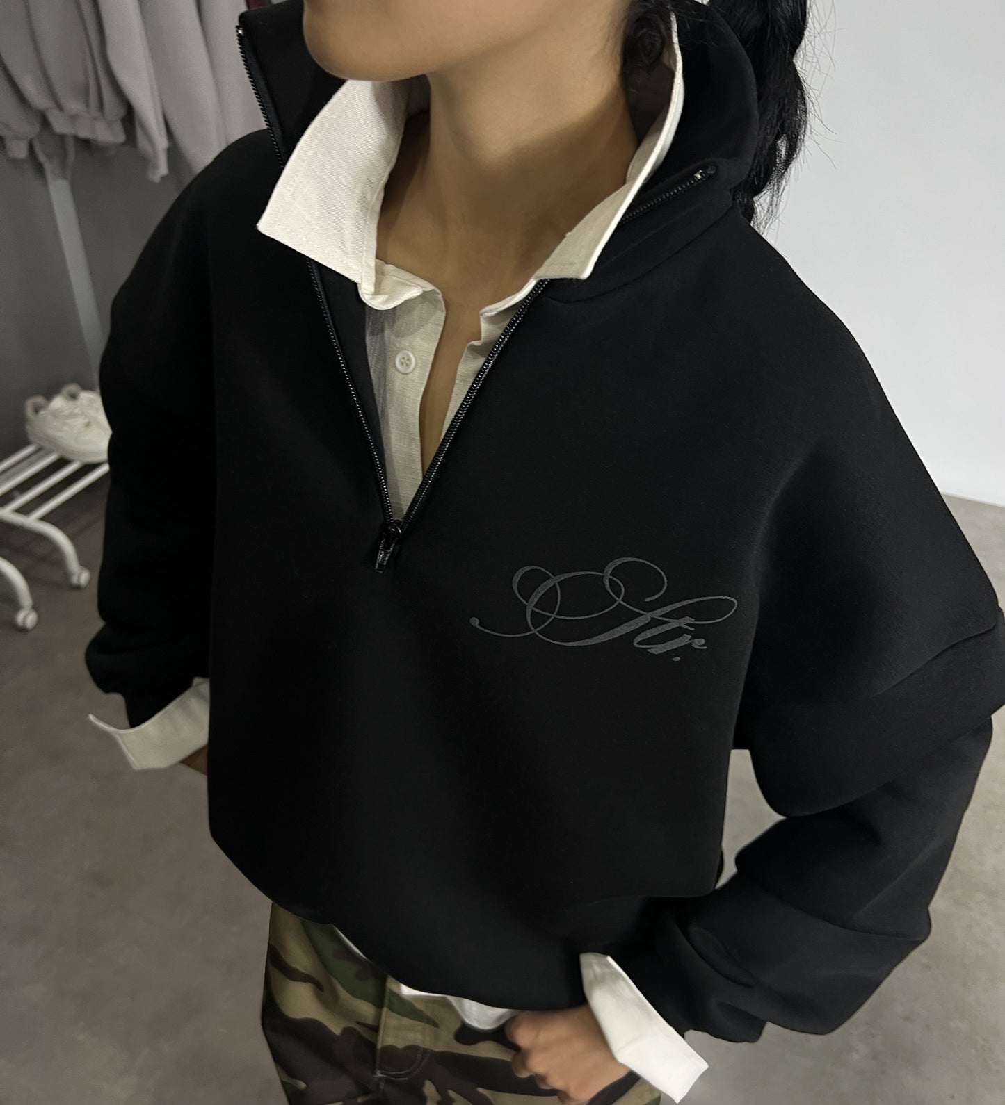 STRTN® BOXY HALF-ZIP – Black
