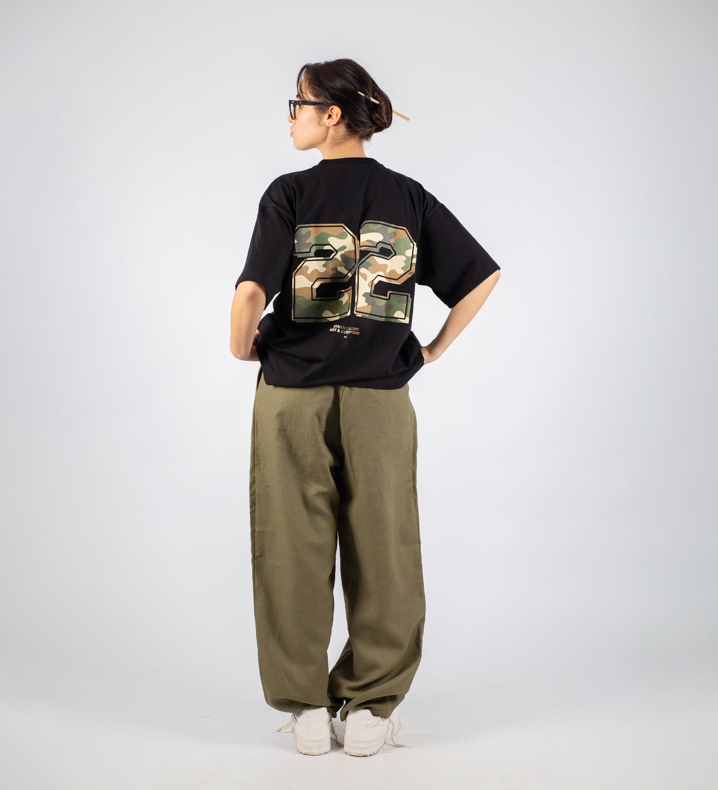 PLEATED BAGGY LINEN PANTS – Military Green