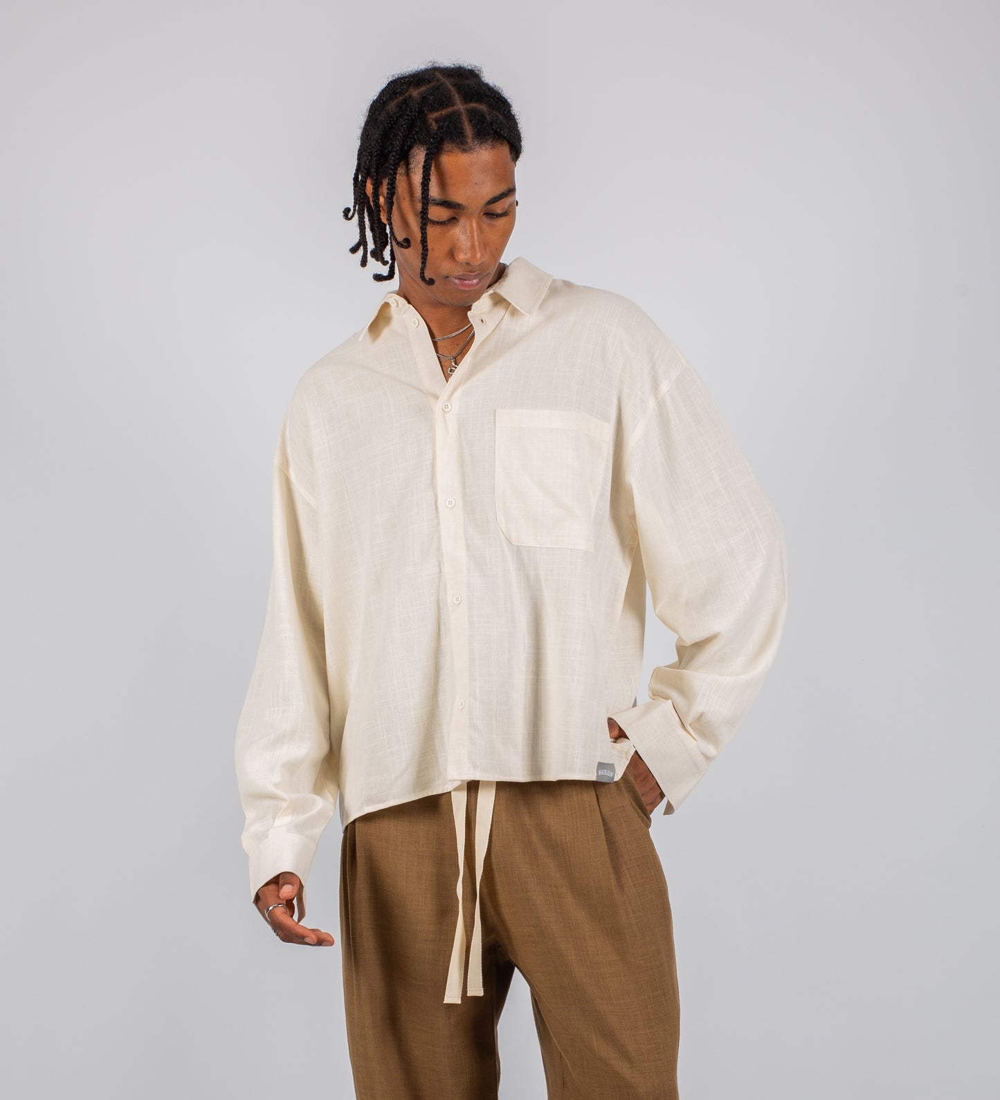 CRTV DEPT. LONG SLEEVE LINEN SHIRT – Pearl