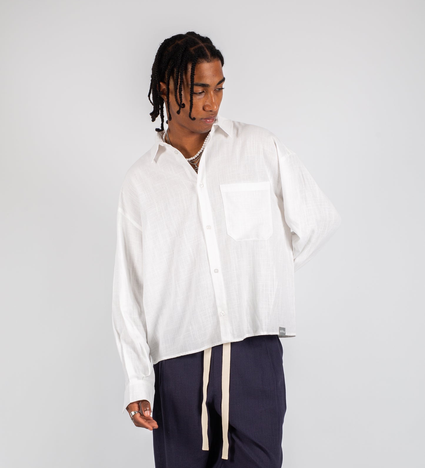 CRTV DEPT. LONG SLEEVE LINEN SHIRT – Off White