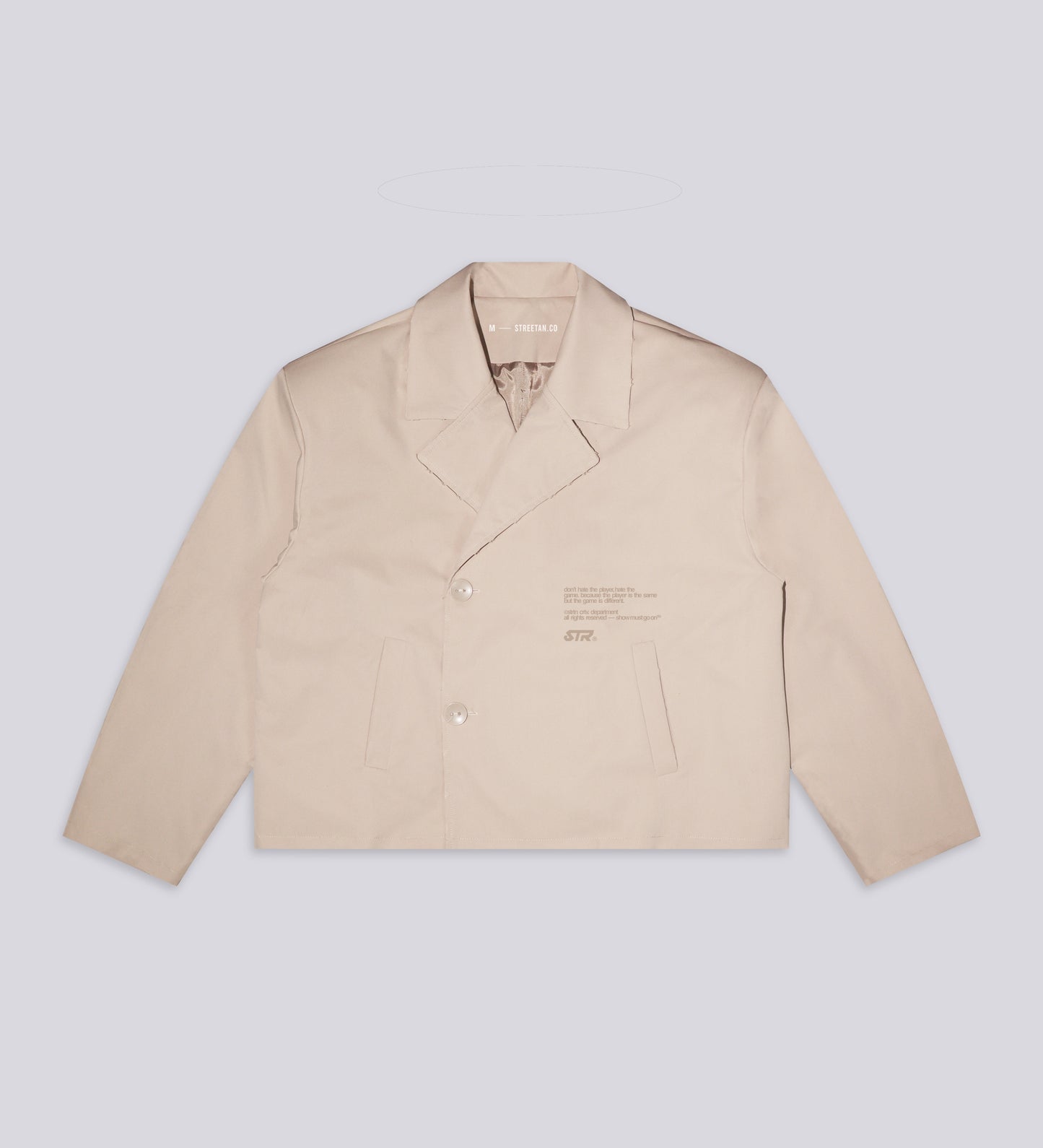 DISTRESSED CROPPED TRENCH COAT – Beige