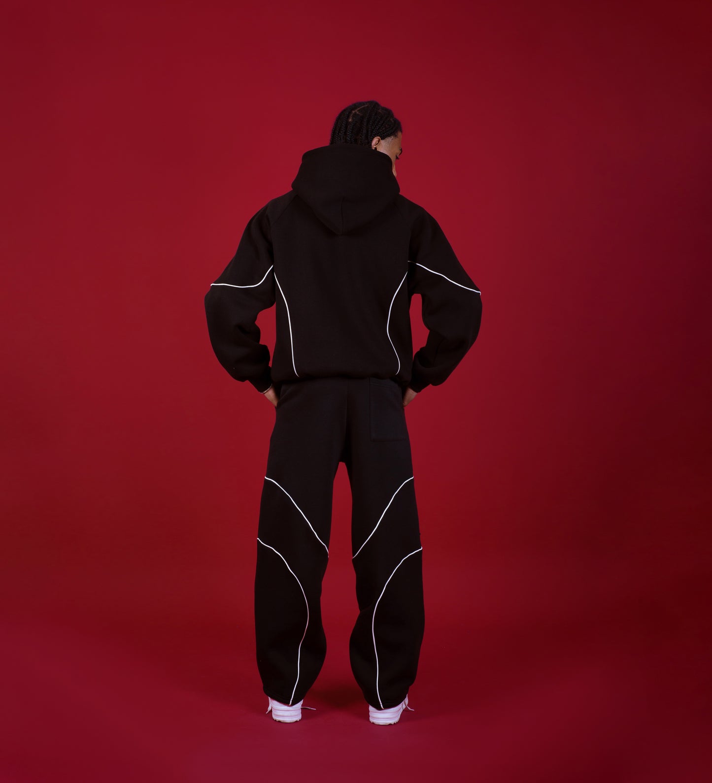 Sweat à capuche carré Strtn Piped Set – Noir