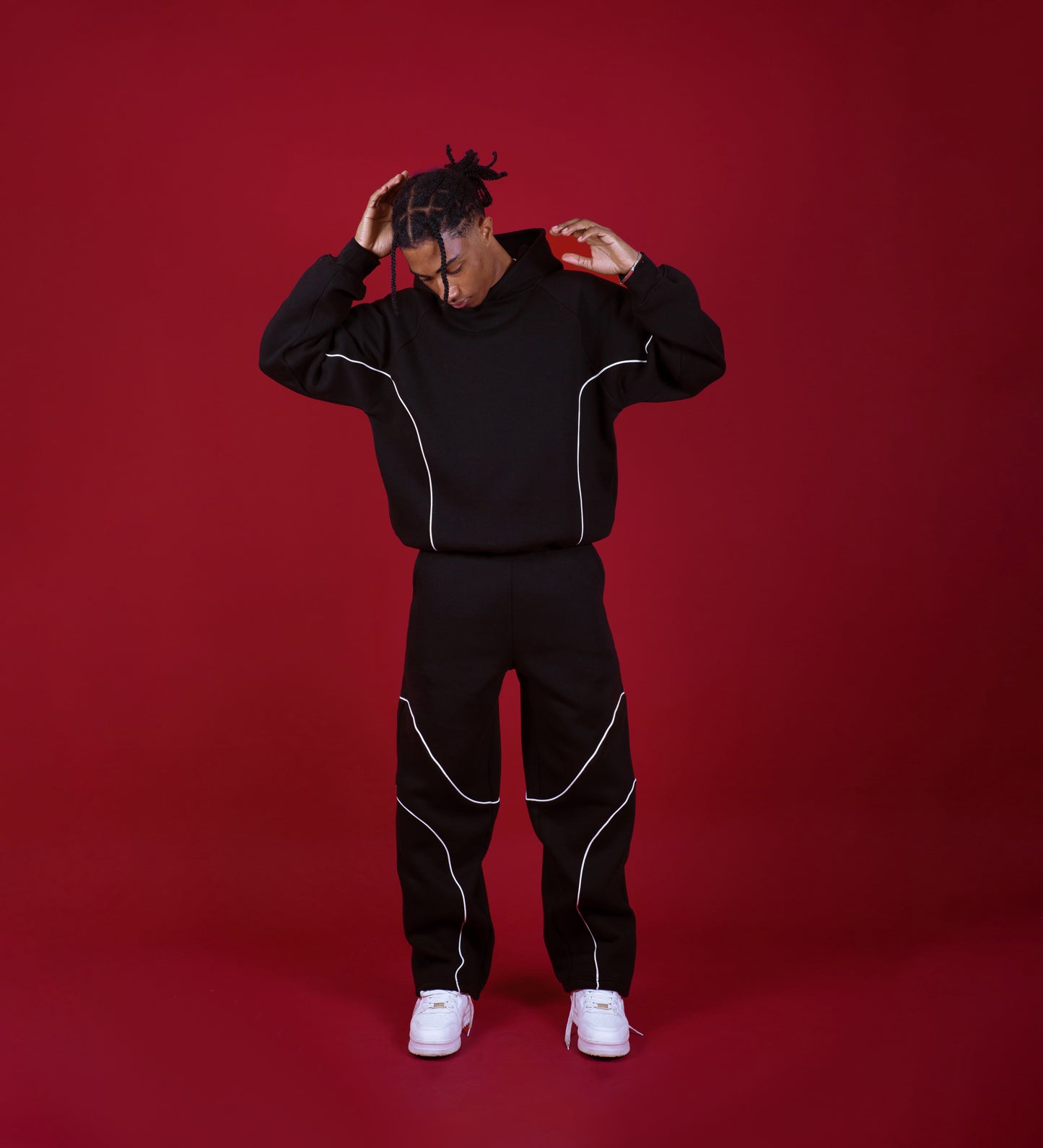 Ensemble jogging ample Strtn Piped – Noir