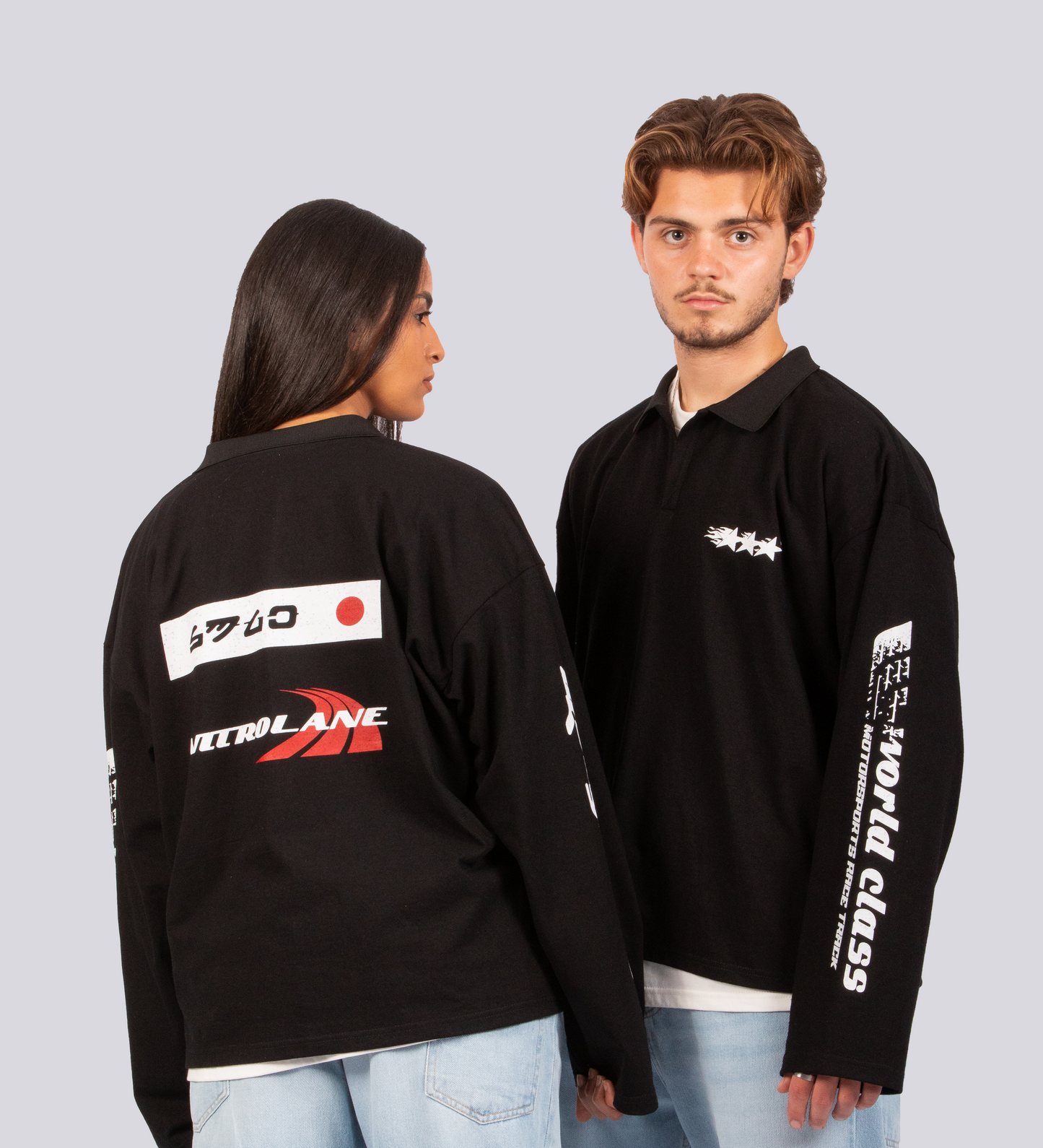 T-shirt à manches longues Nitrolane Boxy – Noir (effet imprimé vieilli)