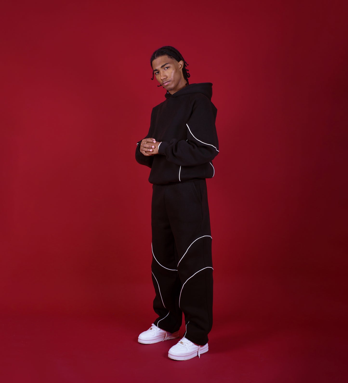 Ensemble jogging ample Strtn Piped – Noir