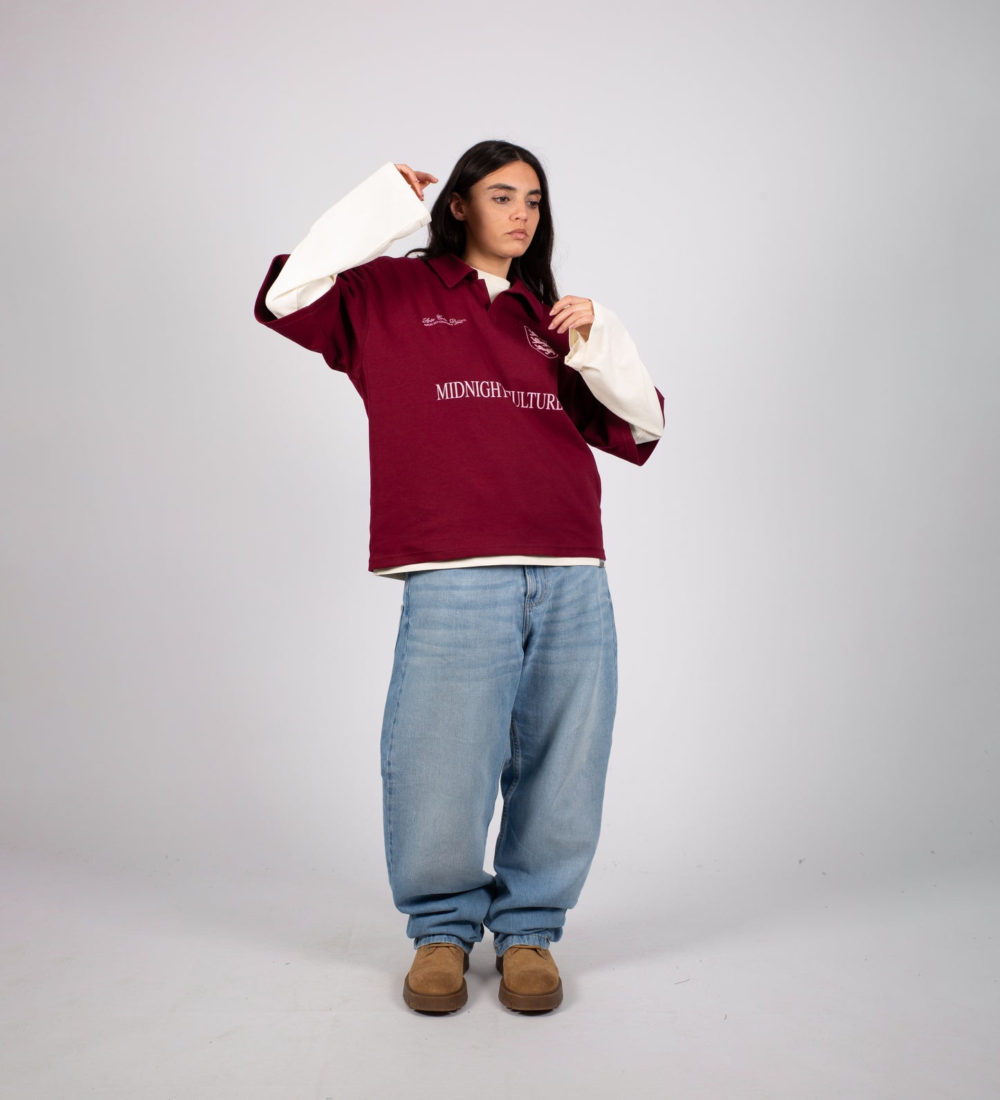 MIDNIGHT CULTURE BOXY HEAVYWEIGHT POLO – Burgundy