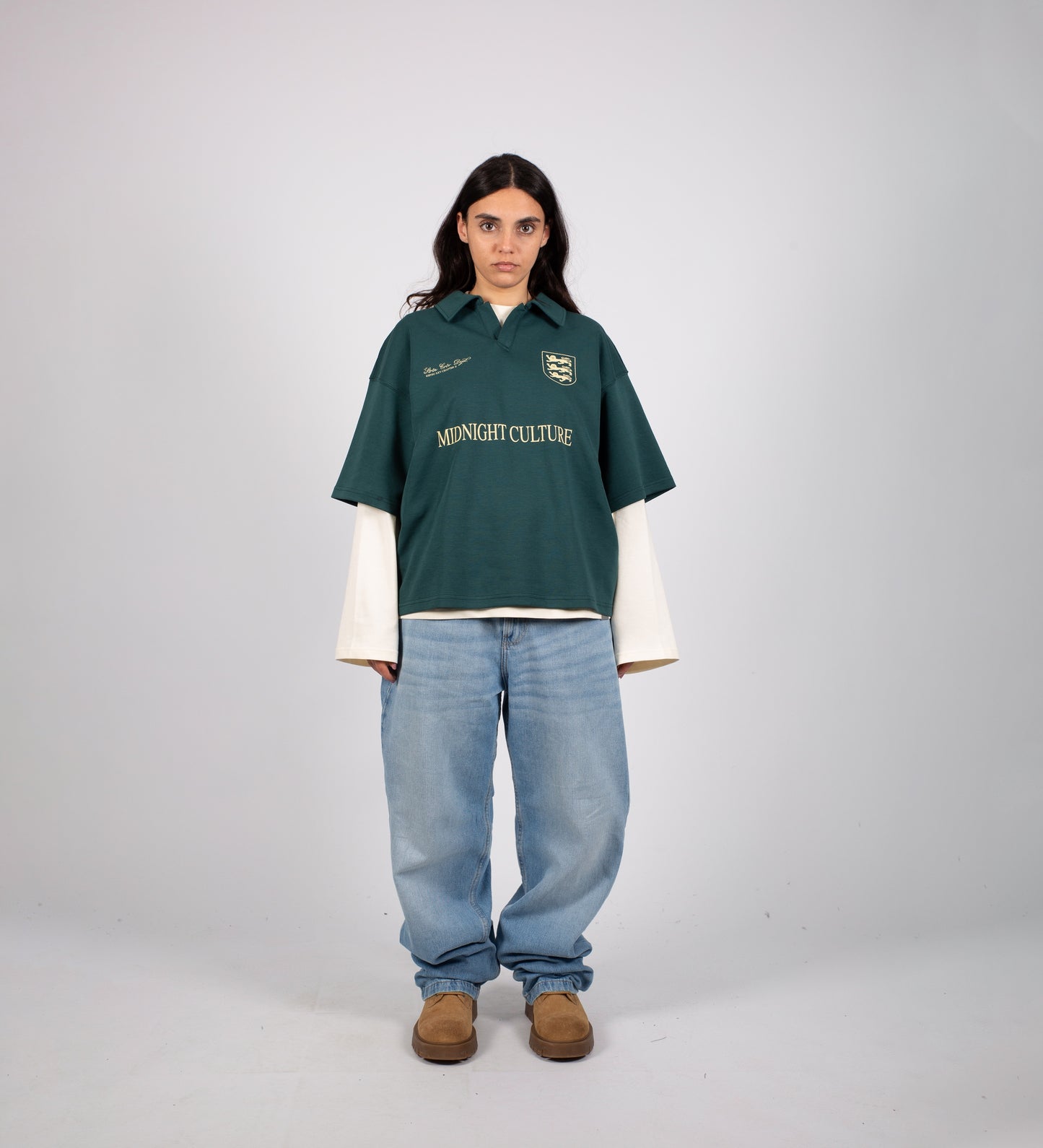 MIDNIGHT CULTURE BOXY HEAVYWEIGHT POLO – Pine Green