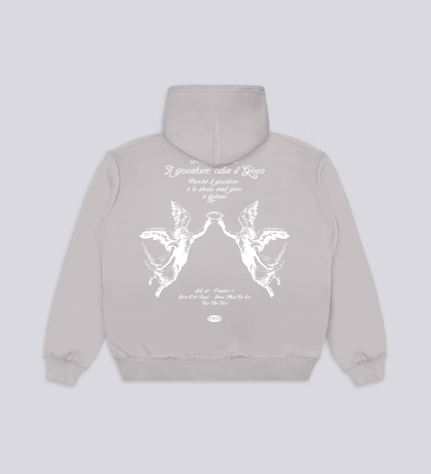 Sweat à capuche en détresse ODIA IL GIOCO V2 – Gris clair