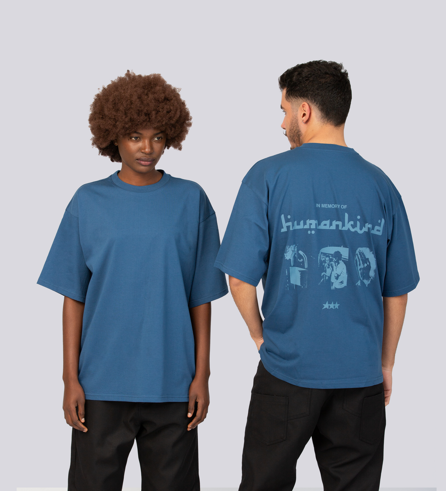 T-SHIRT HUMANKIND - Indigo