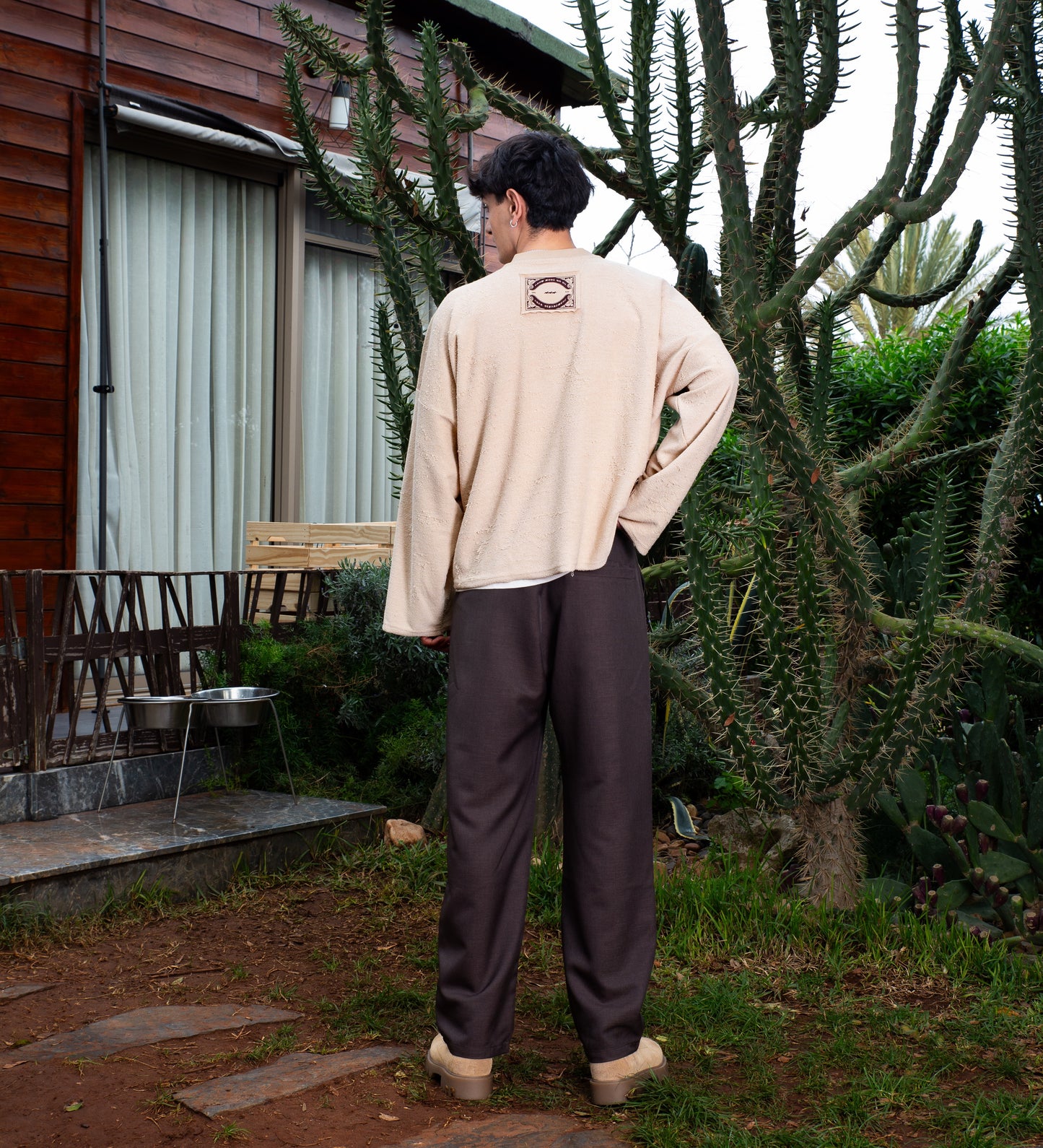 T-shirt à col rond style usé Desert Saints - Beige