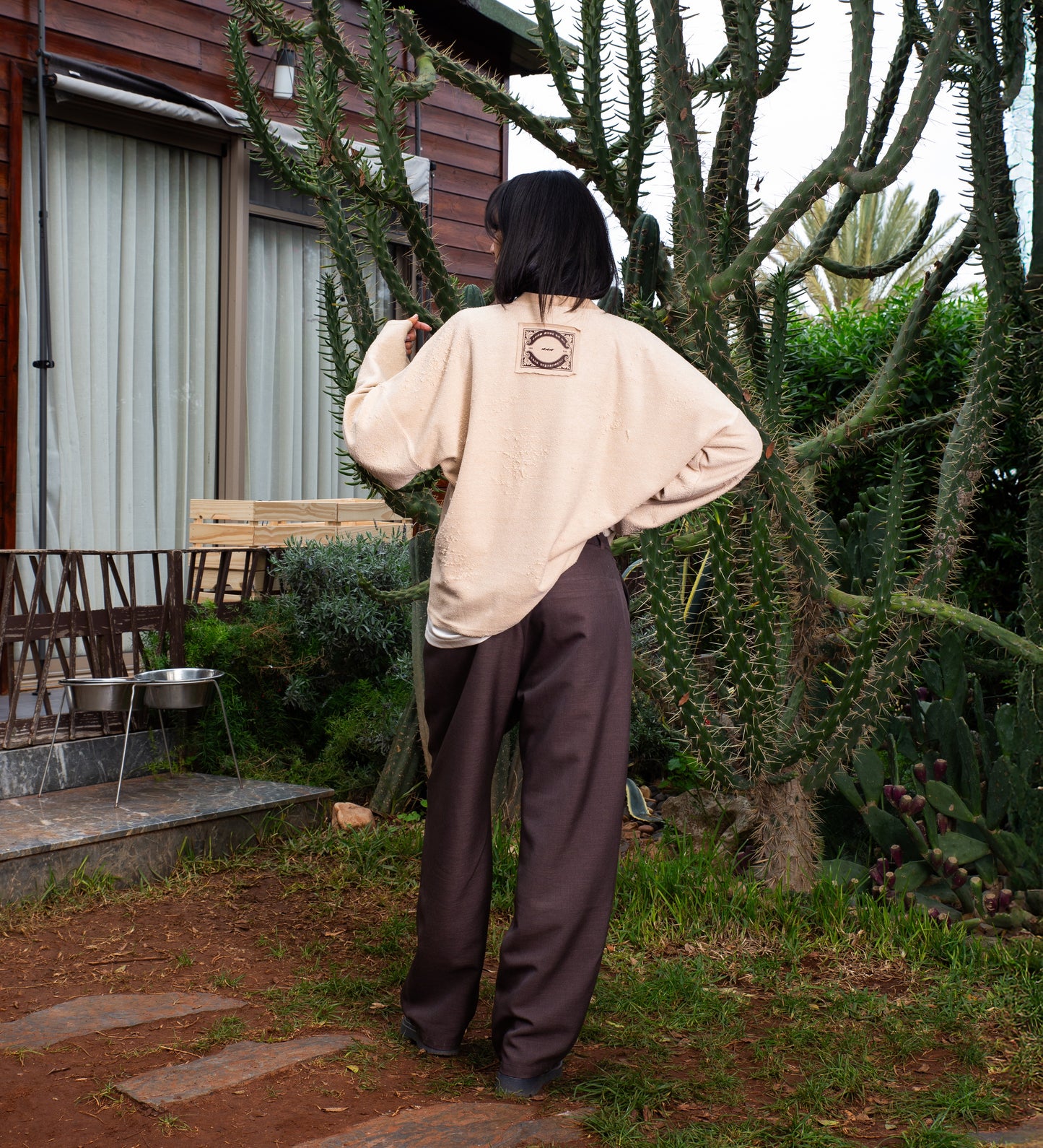 T-shirt à col rond style usé Desert Saints - Beige