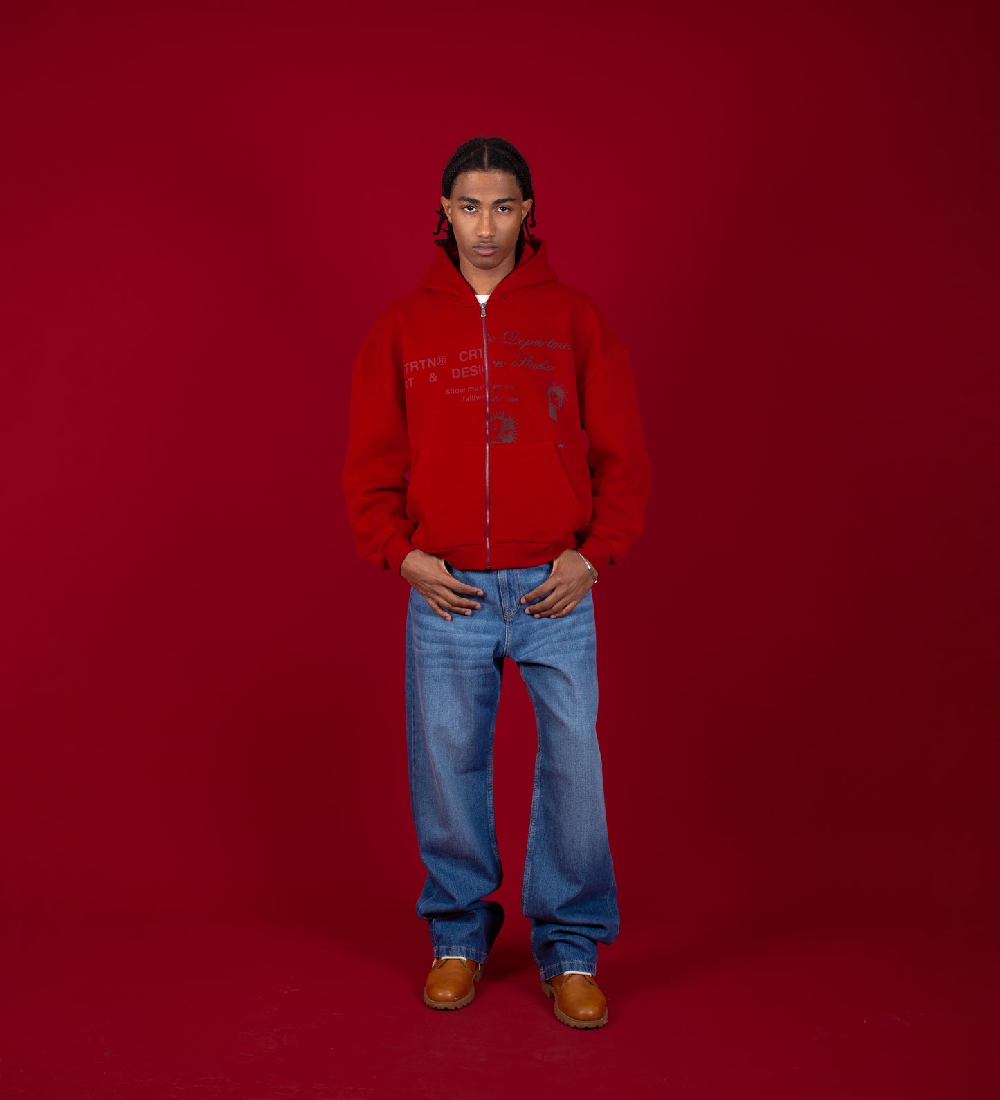 COLD HEARTS ZIP-UP HOODIE – Red