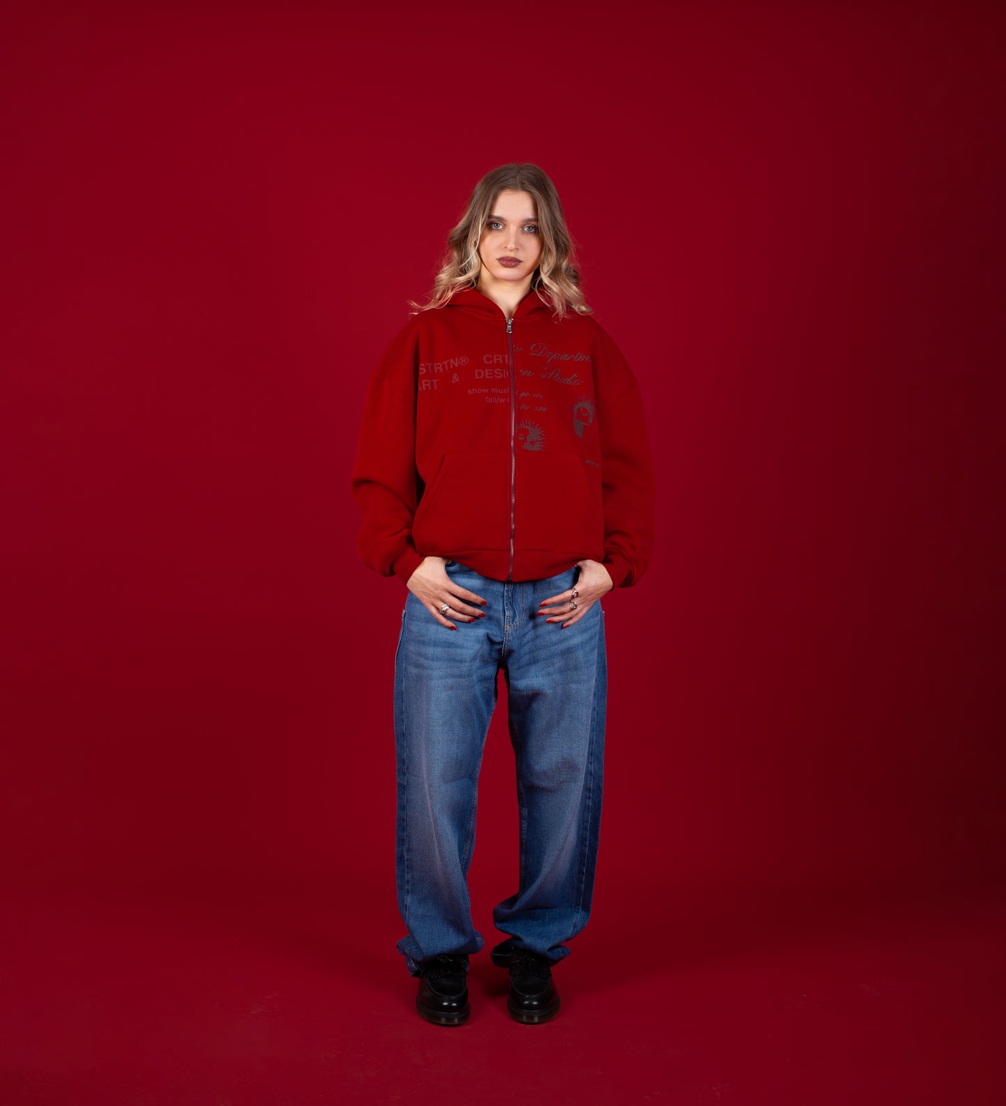 COLD HEARTS ZIP-UP HOODIE – Red