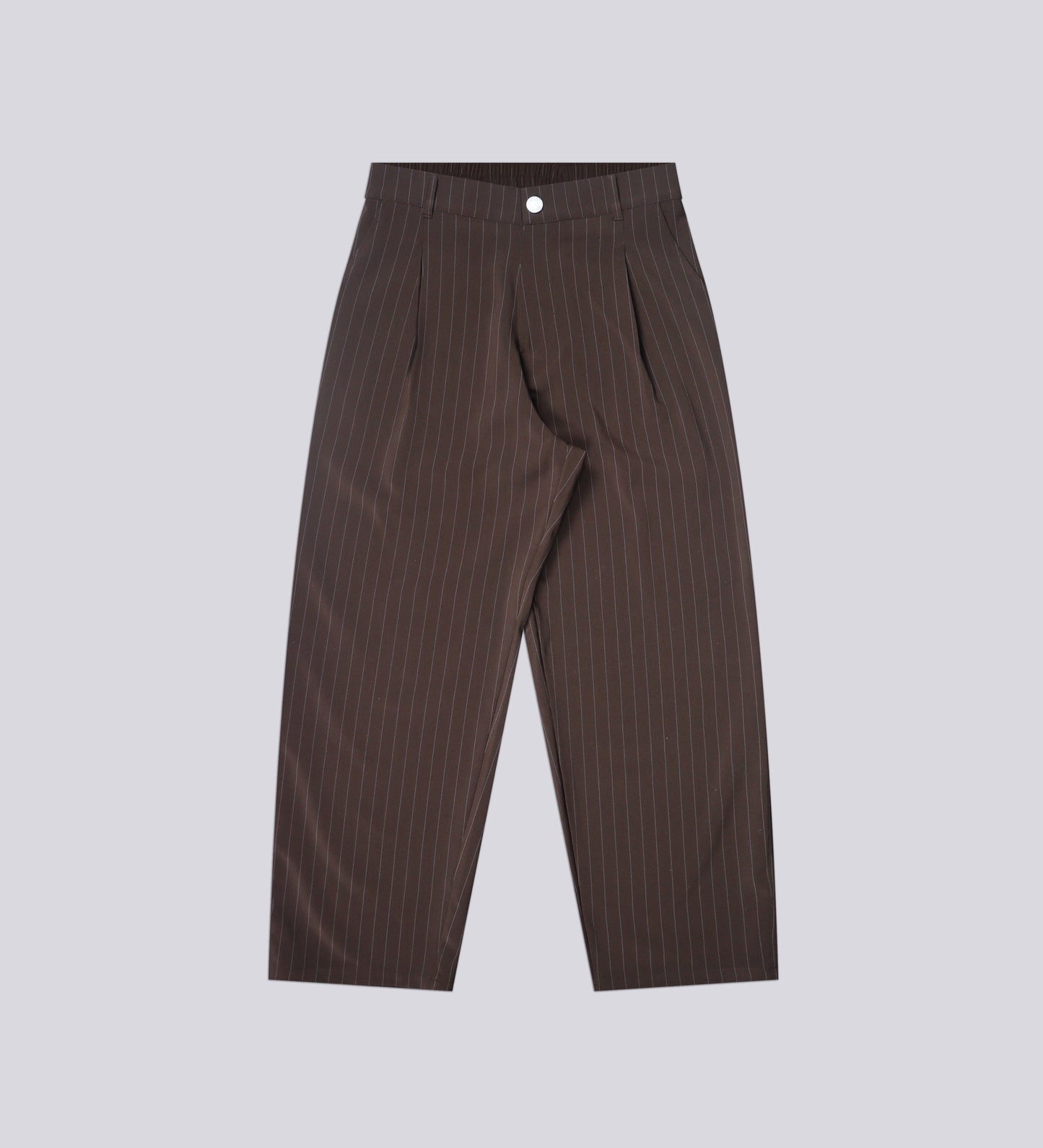 PINSTRIPE PLEATED TROUSERS – Mocha