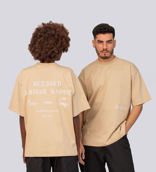 BLESSED AMIDST HAVOC T-SHIRT– Beige