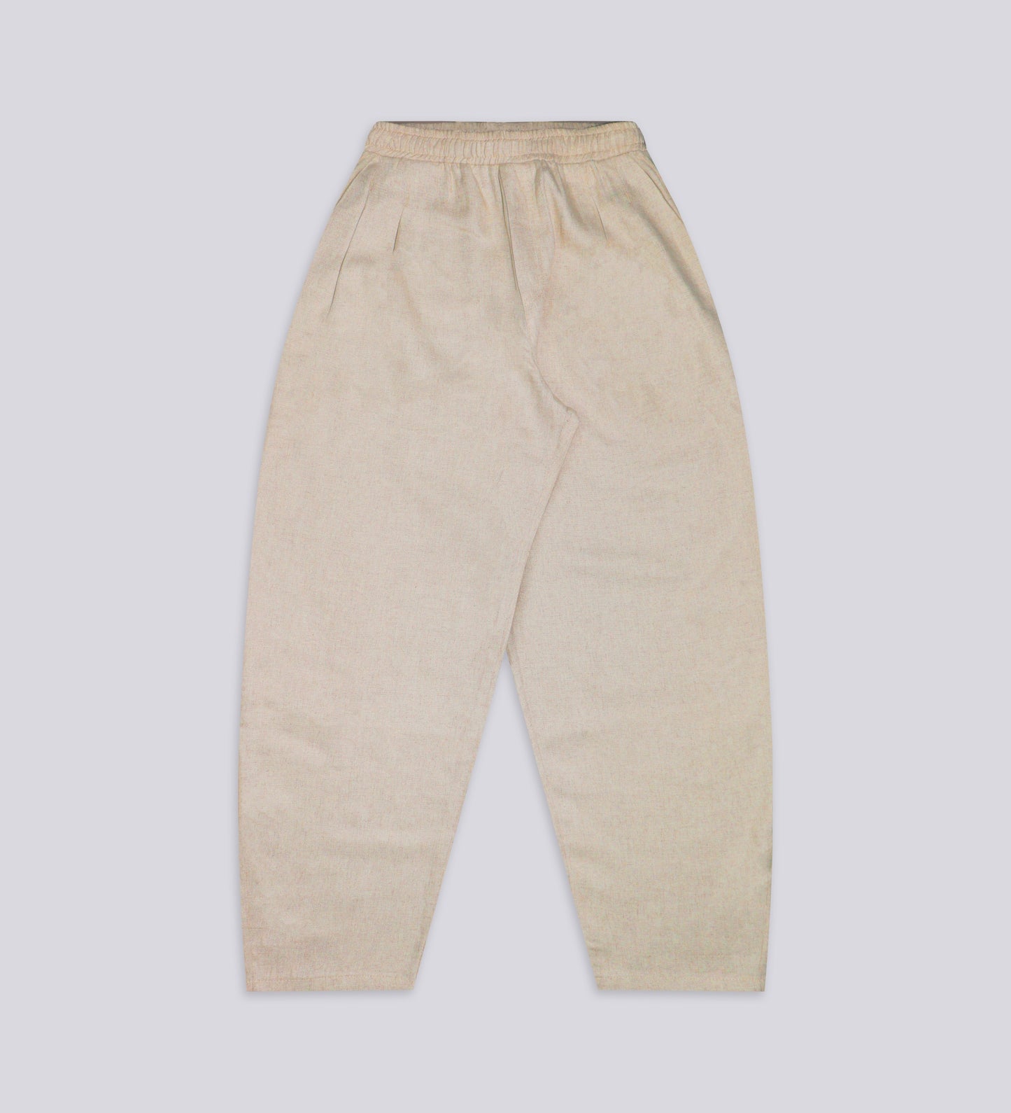 PLEATED BAGGY LINEN PANTS – Cream