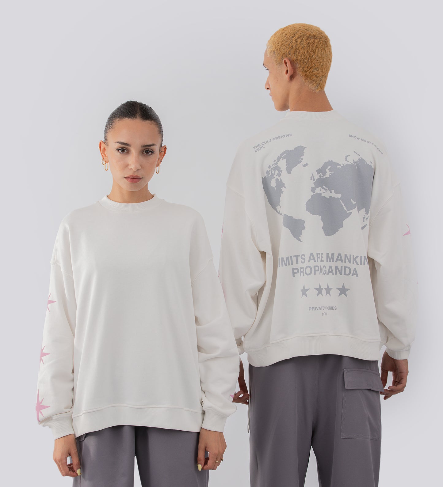 SWEAT-SHIRT MANKIND PROPAGANDA - Blanc (polaire non brossée)