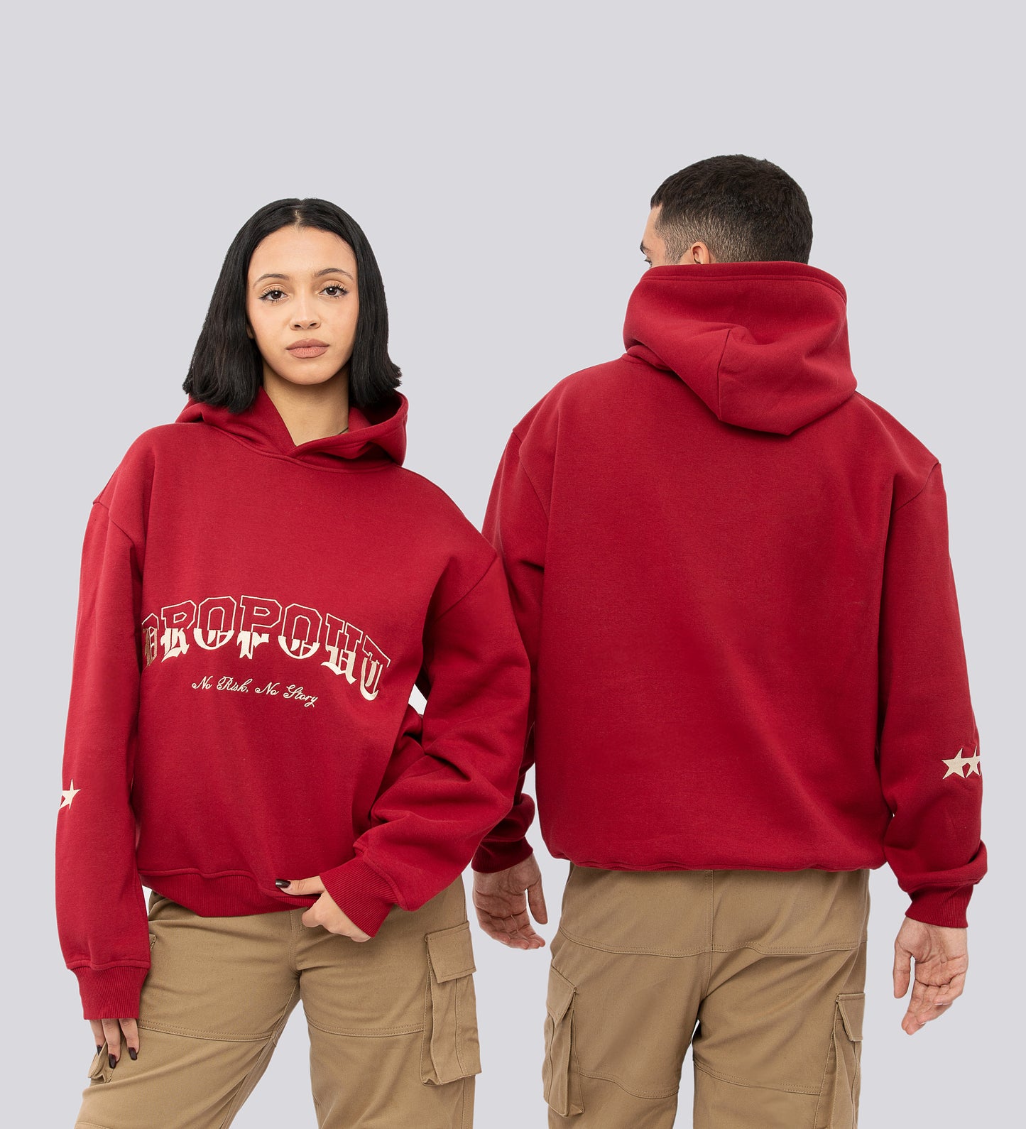 Sweat à capuche brodé Dropout – Rouge rubis