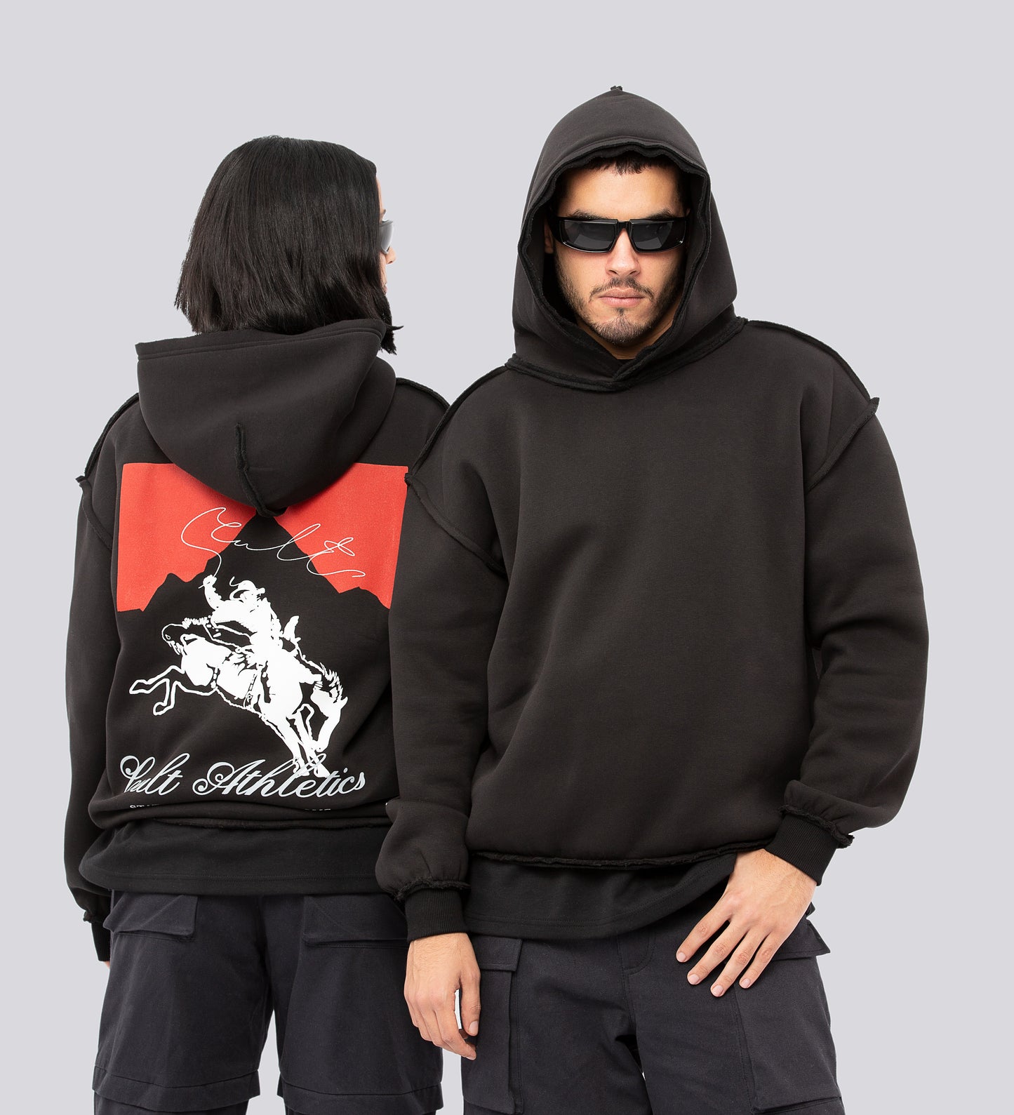 Sweat à capuche déconstruit Cult Athletics – Noir