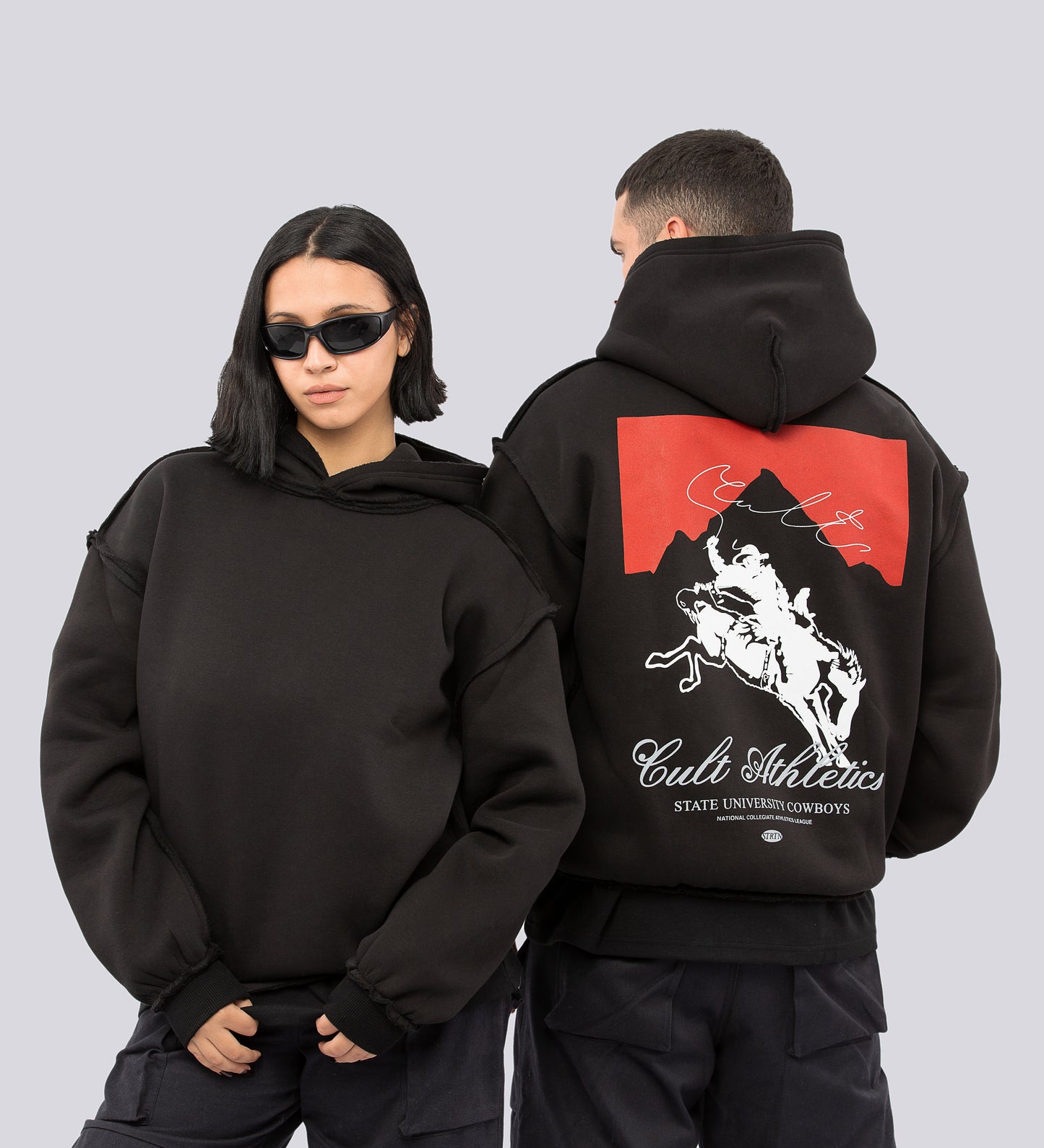 Sweat à capuche déconstruit Cult Athletics – Noir