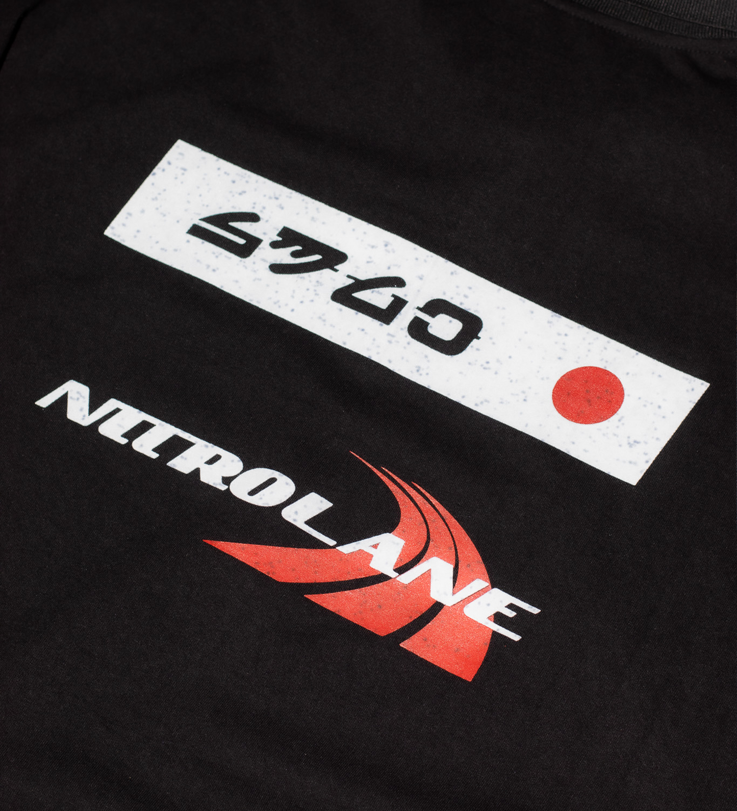 T-shirt à manches longues Nitrolane Boxy – Noir (effet imprimé vieilli)
