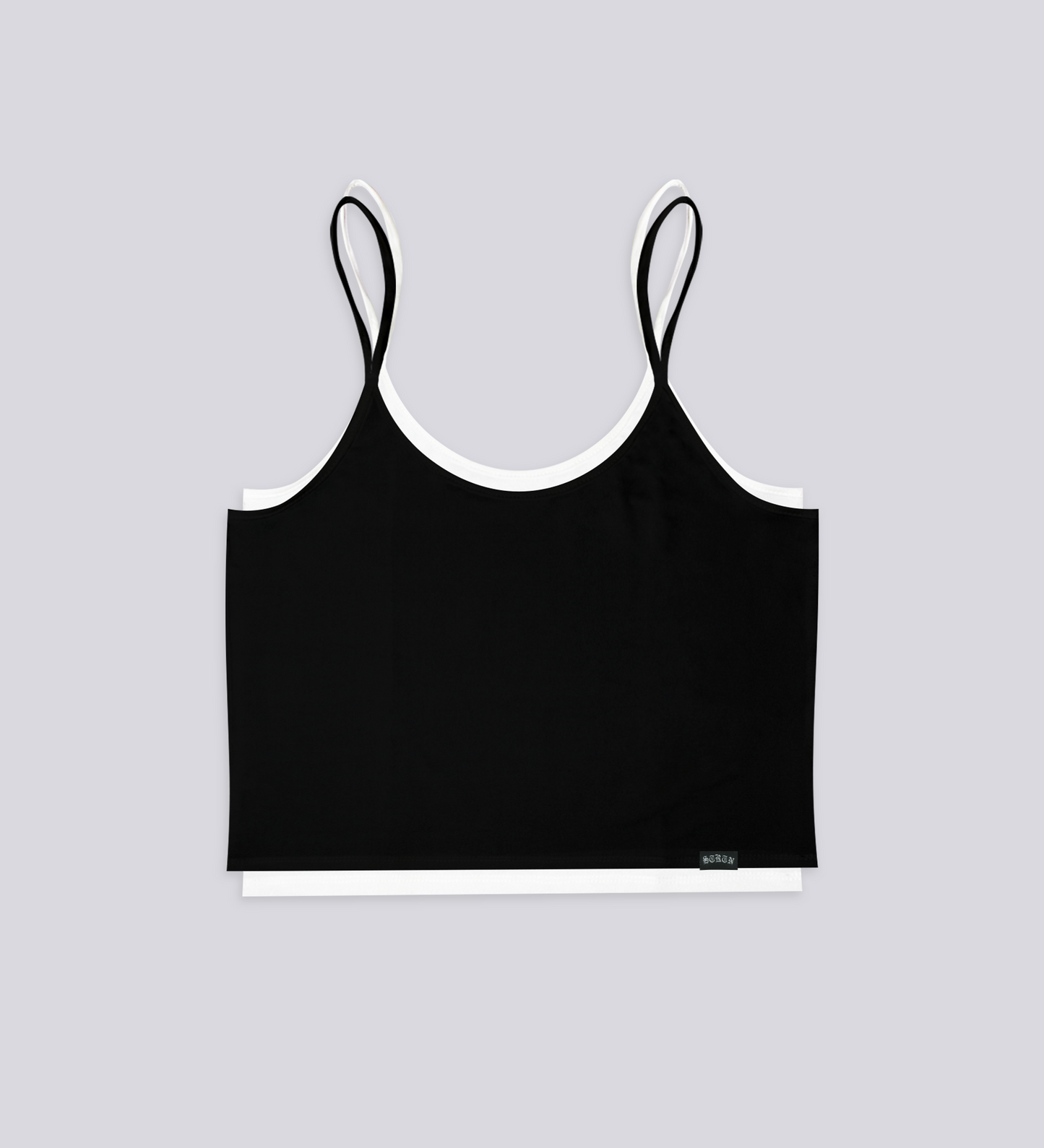 Haut double Cult Supply pour femme – Noir sur blanc