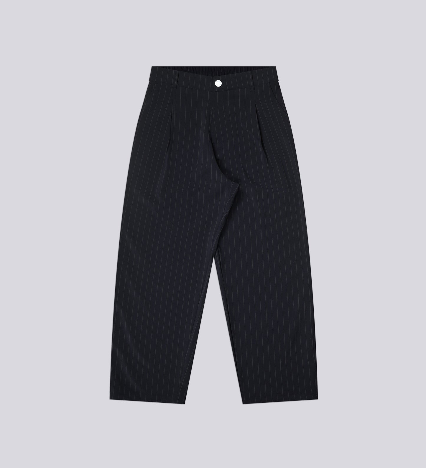 PINSTRIPE PLEATED TROUSERS – Black