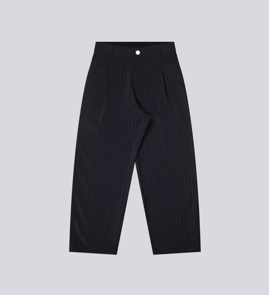 PINSTRIPE PLEATED TROUSERS – Black