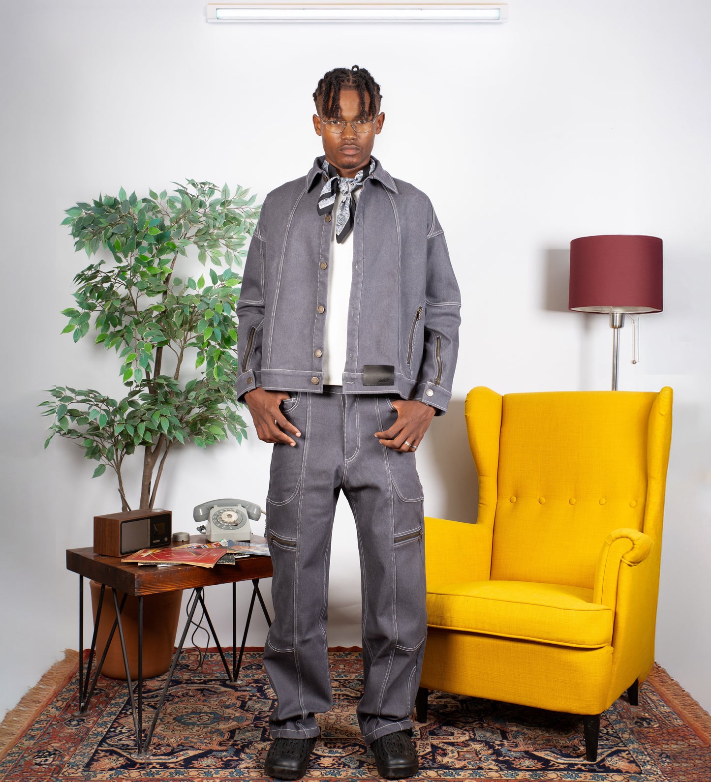 VESTE EN JEAN POLAIRE ÉPAISSE – Gris