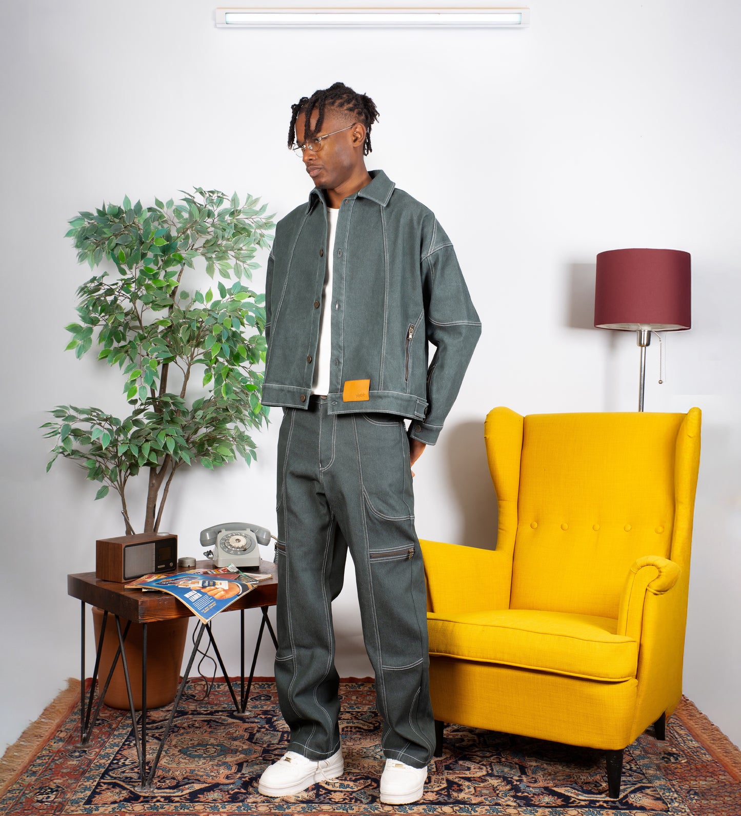 PANTALON EN JEAN POLAIRE ÉPAIS – Vert foncé