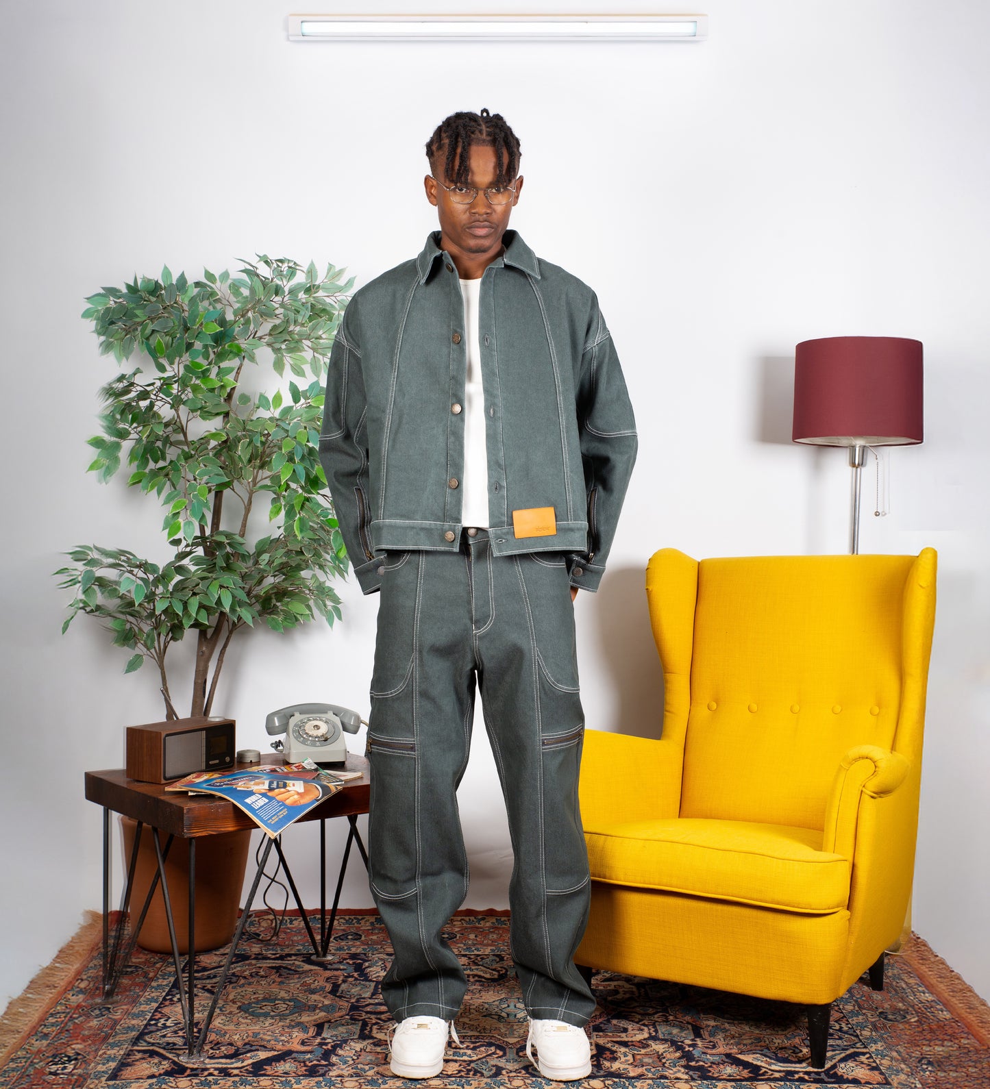 PANTALON EN JEAN POLAIRE ÉPAIS – Vert foncé