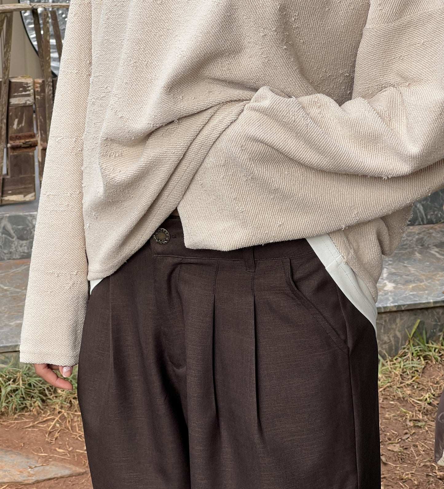 PANTALON BAGGY OASIS - Marron foncé