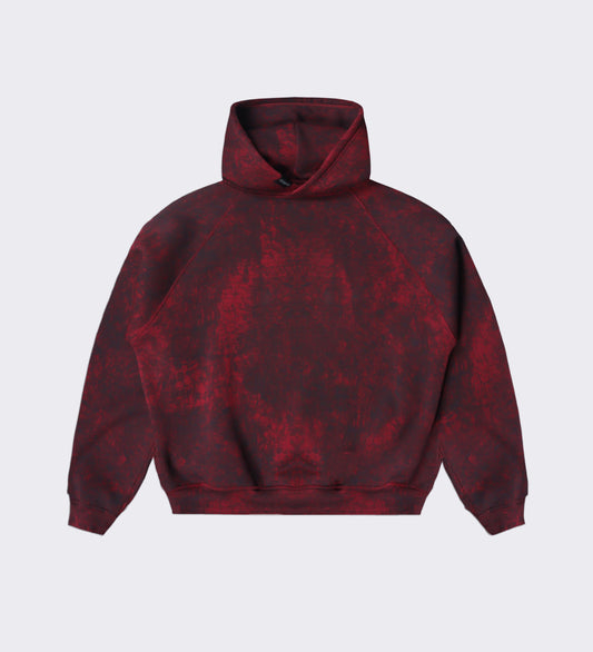 DISTRESSED RAGLAN HOODIE – Stained Burgundy