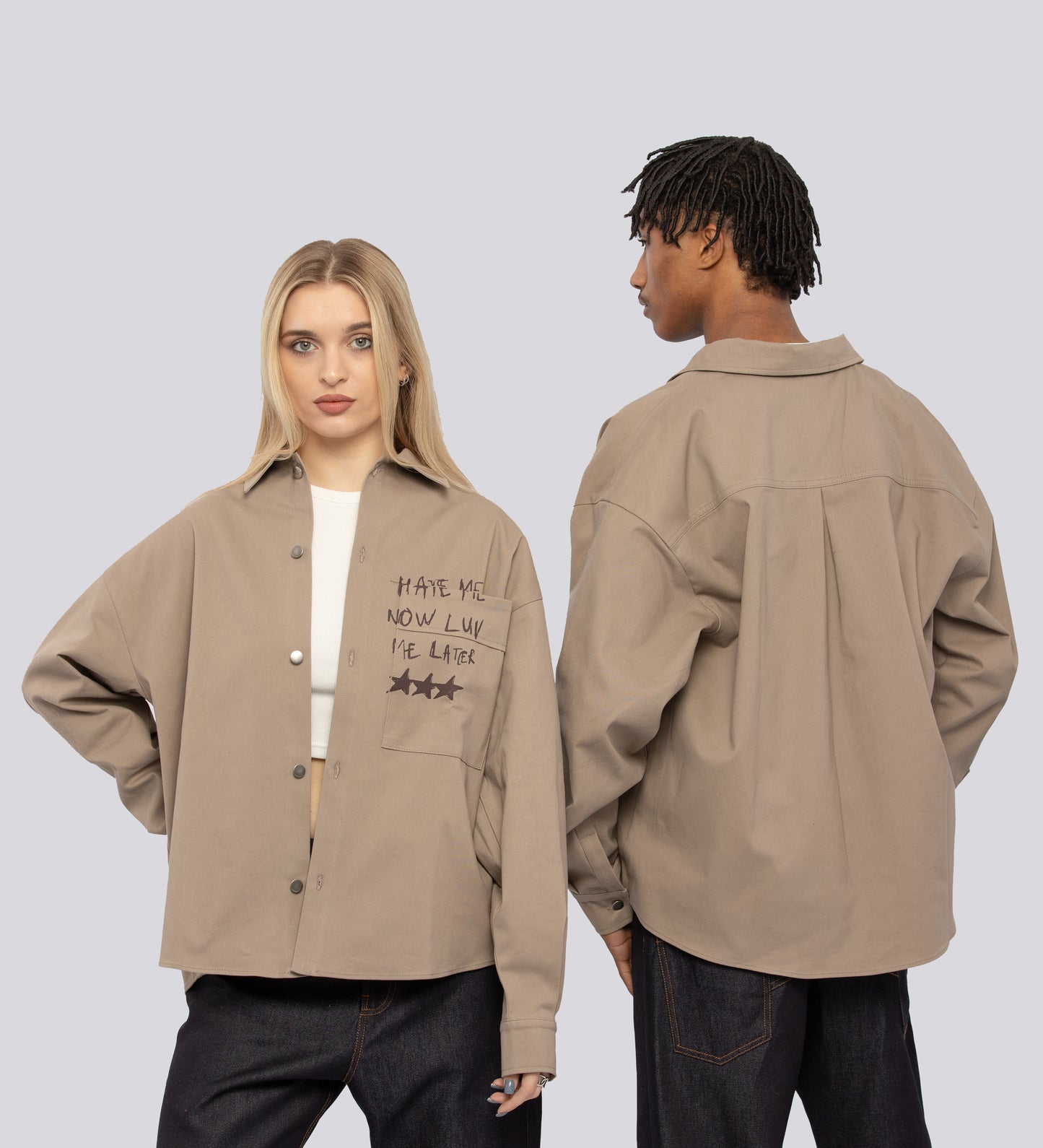 T-shirt épais « Luv Me Later » – Beige