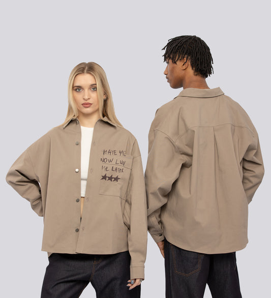 LUV ME LATER HEAVYWEIGHT SHIRT – Beige