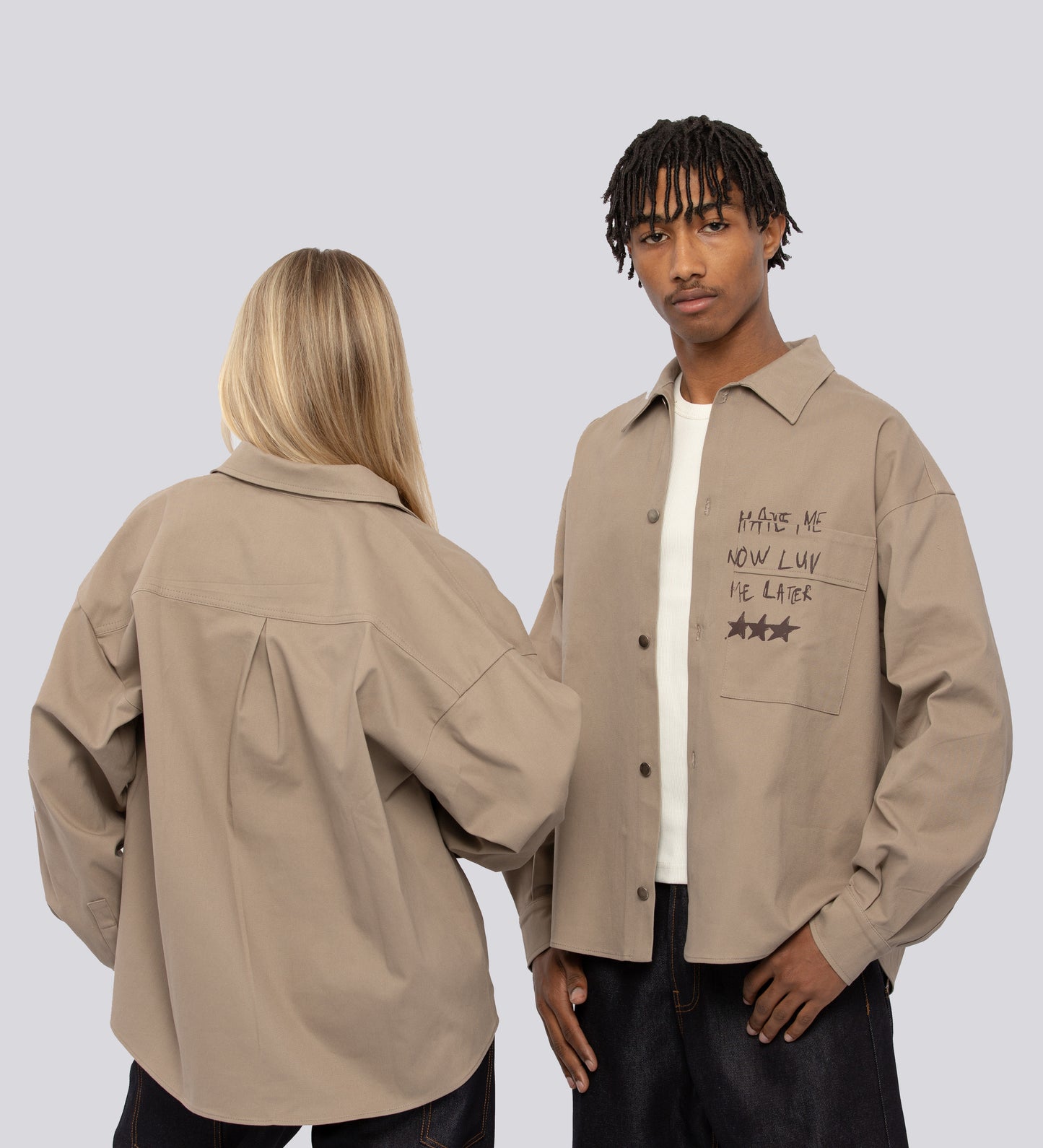 T-shirt épais « Luv Me Later » – Beige