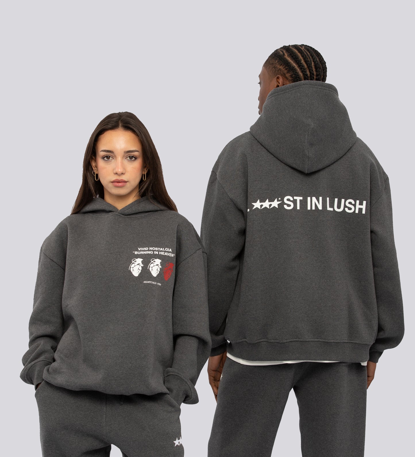 Sweat à capuche VIVID NOSTALGIE – Gris chiné foncé