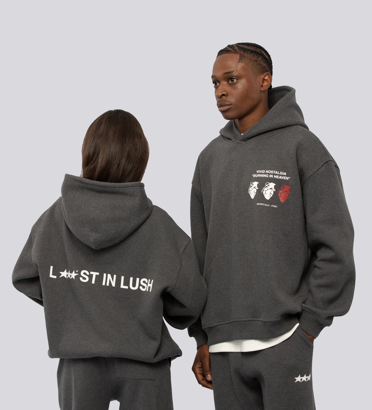 Sweat à capuche VIVID NOSTALGIE – Gris chiné foncé