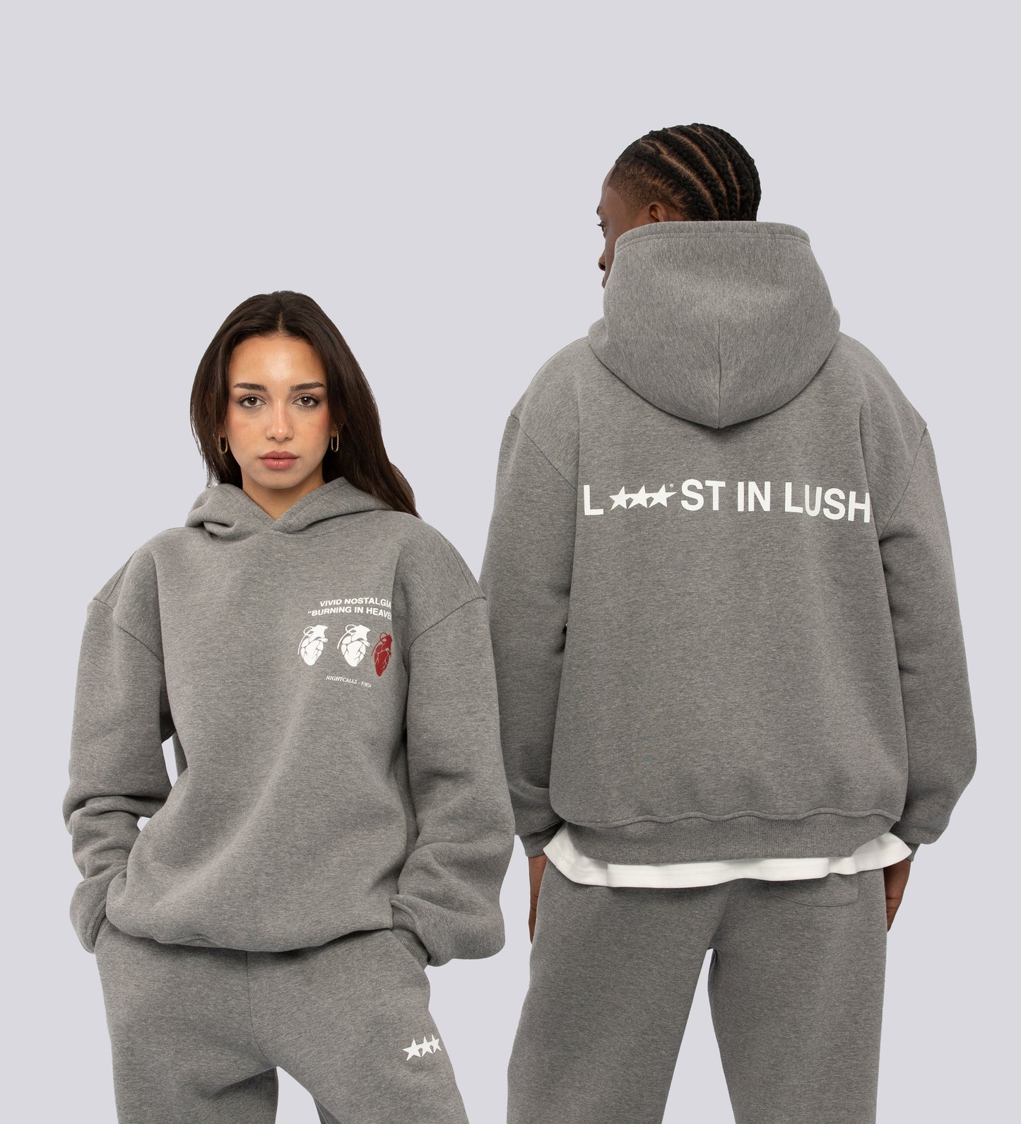 Sweat à capuche VIVID NOSTALGIE – Gris chiné