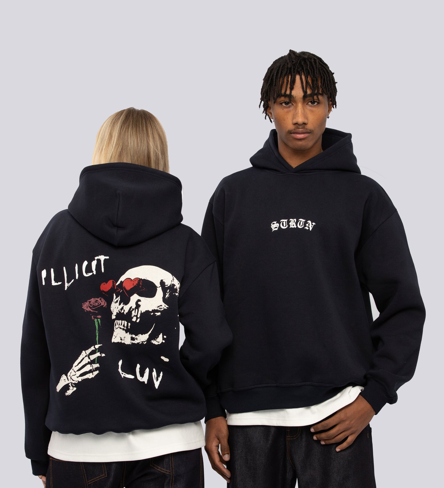 Sweat à capuche Illicit Love – Bleu marine