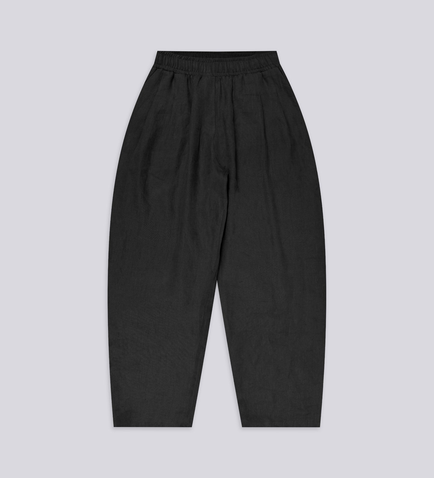 PANTALON PLISSÉ BAGGY EN LIN – Noir