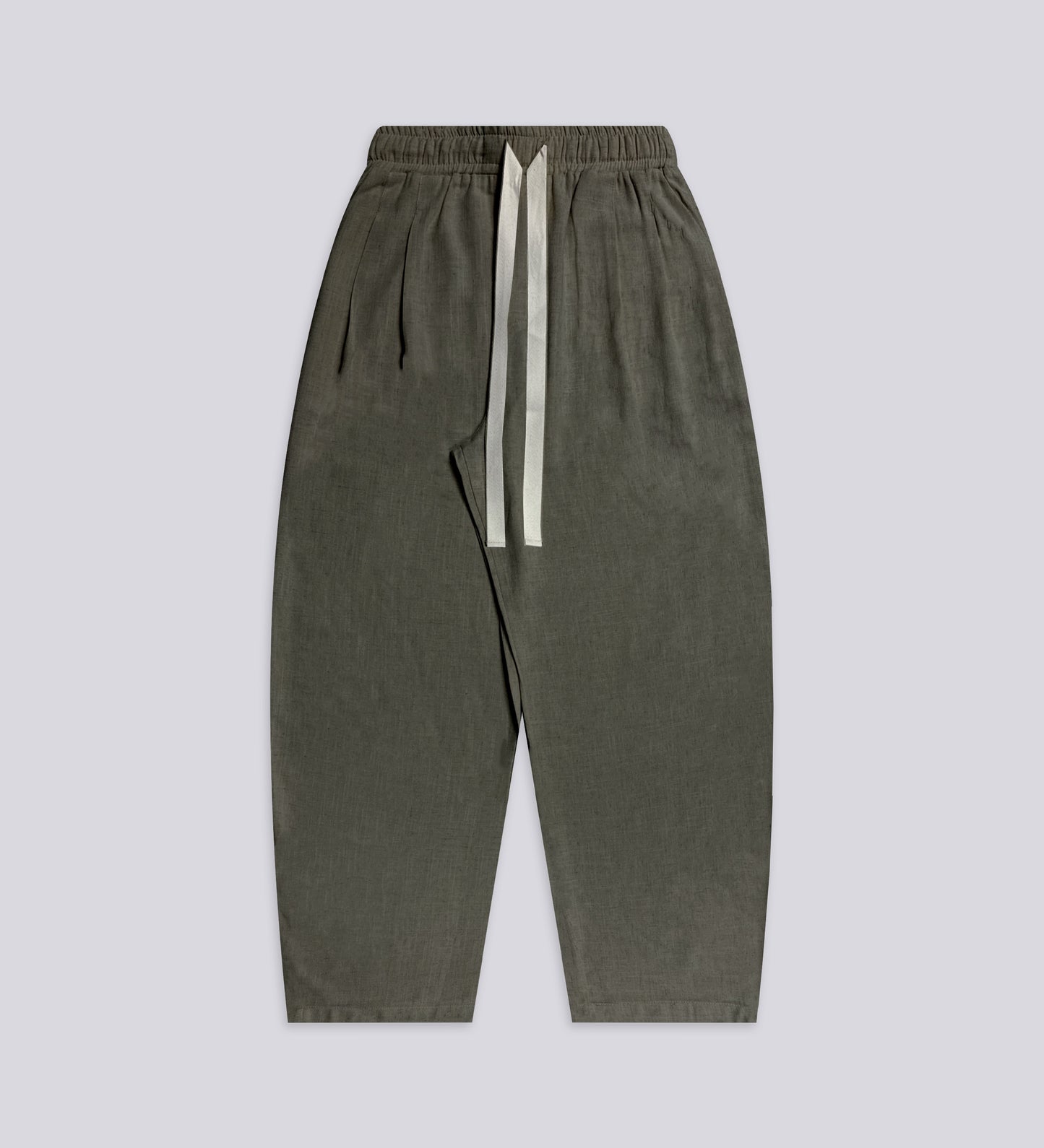 PLEATED BAGGY LINEN PANTS – Khaki