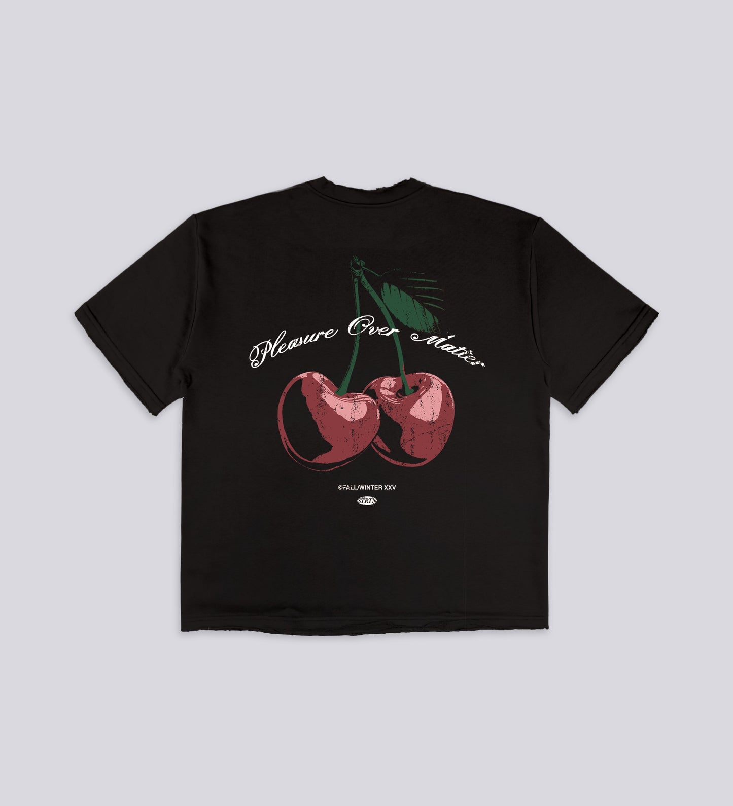T-SHIRT DÉCHIRÉ « PLEASURE OVER MATTER » – Noir (polaire non brossée)