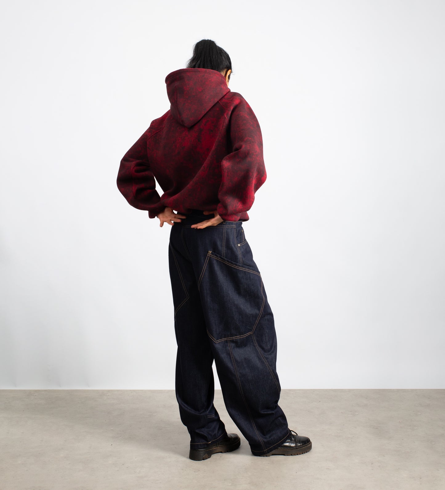 DISTRESSED RAGLAN HOODIE – Stained Burgundy
