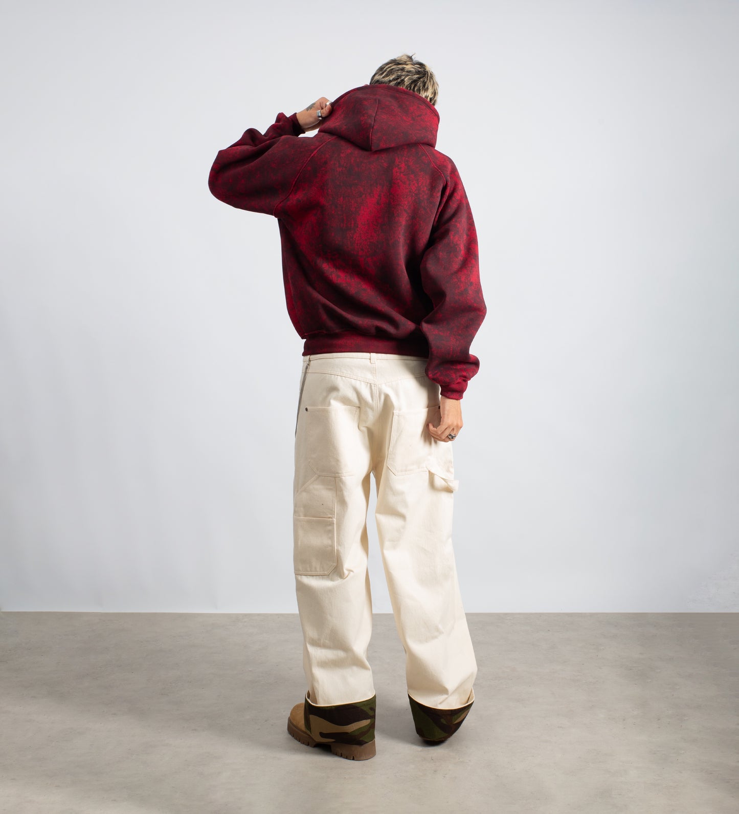 DISTRESSED RAGLAN HOODIE – Stained Burgundy