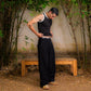 PLEATED TRACK PANT – Black (Upcycled Fabric)