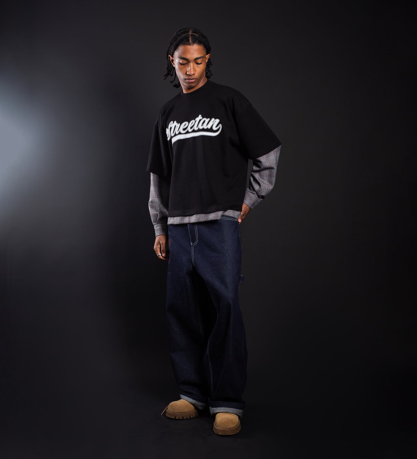 STRTN® DOUBLE SLEEVED T-SHIRT – Black/Gray