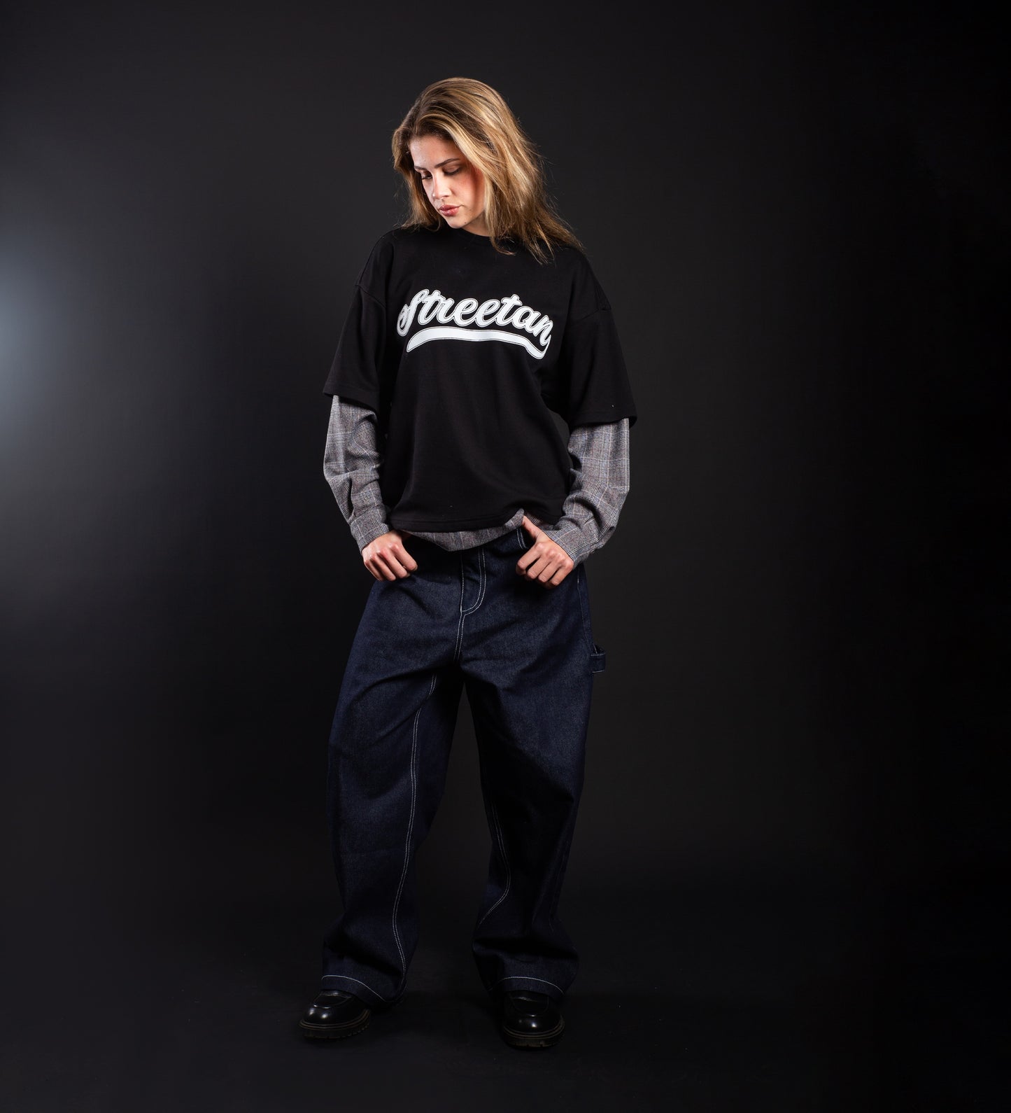 STRTN® DOUBLE SLEEVED T-SHIRT – Black/Gray