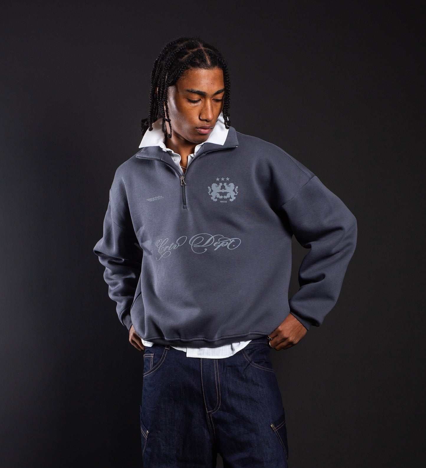 CRTV DEPT. BOXY HALF-ZIP – Dark Gray